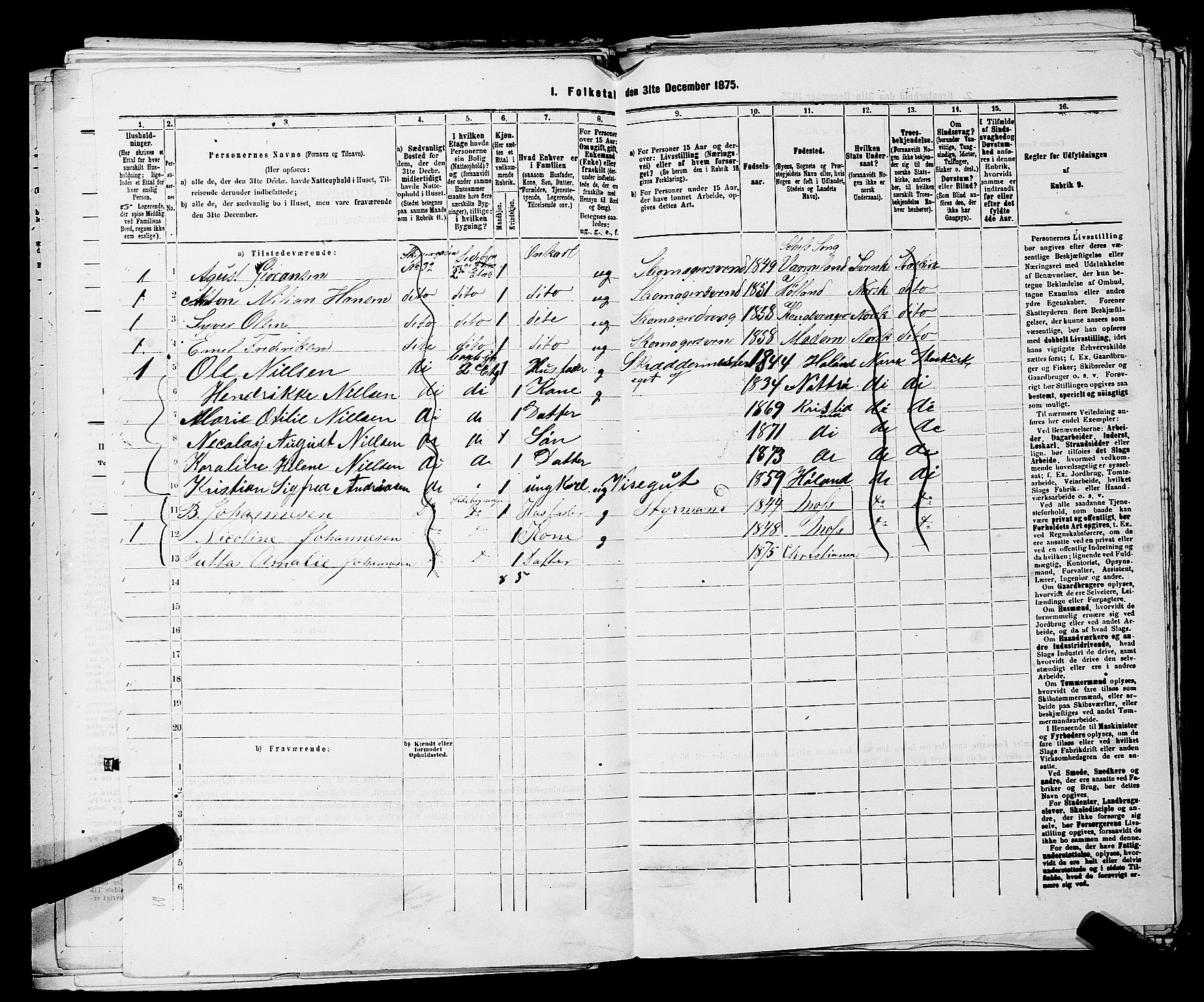 RA, 1875 census for 0301 Kristiania, 1875, p. 436