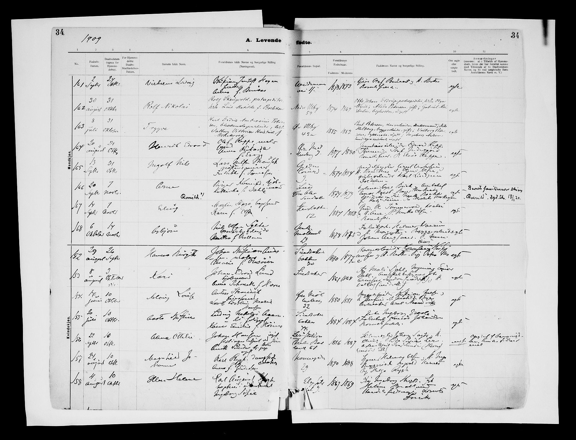 Ministerialprotokoller, klokkerbøker og fødselsregistre - Sør-Trøndelag, AV/SAT-A-1456/604/L0203: Parish register (official) no. 604A23, 1908-1916, p. 34