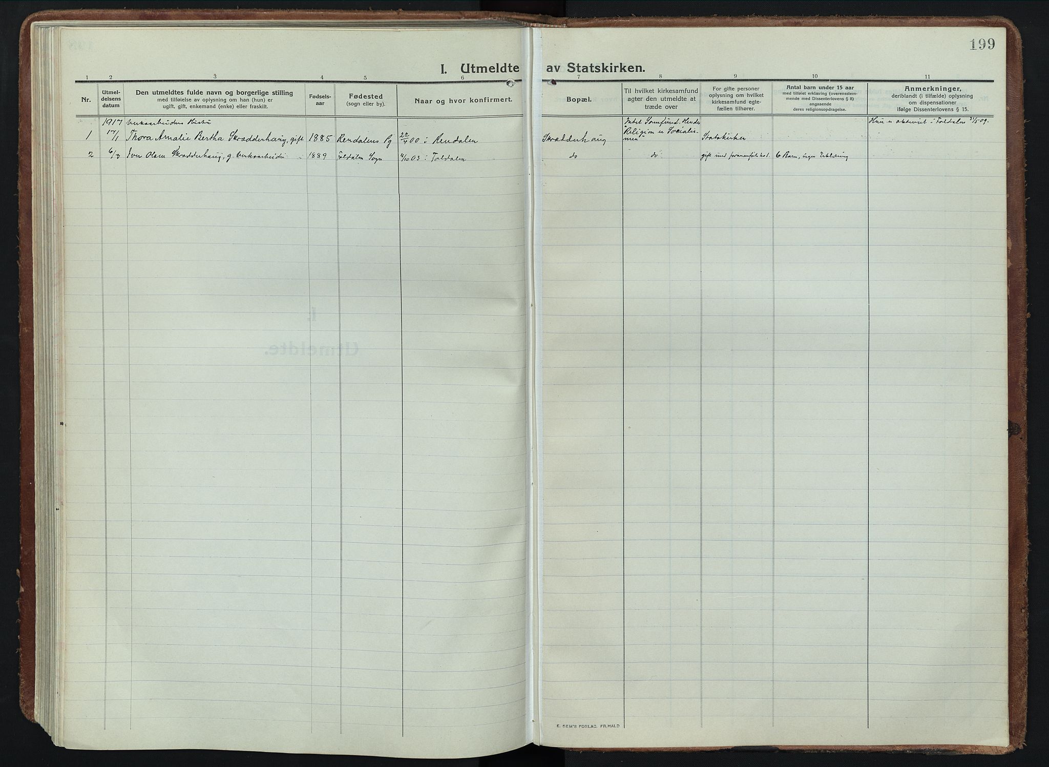 Alvdal prestekontor, SAH/PREST-060/H/Ha/Haa/L0005: Parish register (official) no. 5, 1913-1930, p. 199