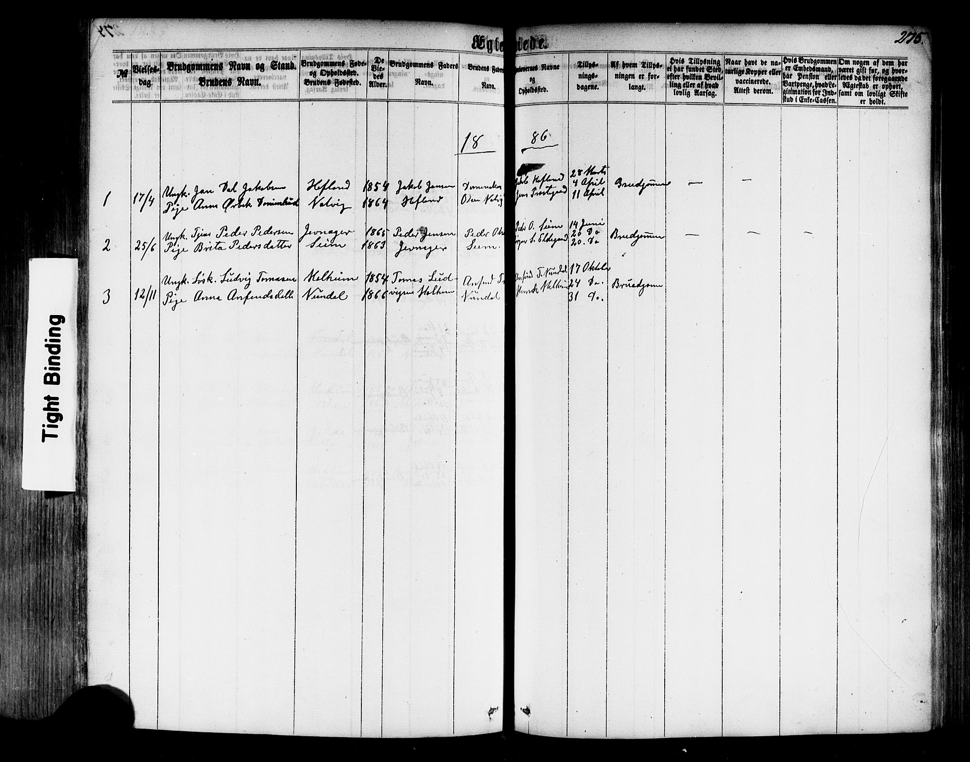 Årdal sokneprestembete, AV/SAB-A-81701: Parish register (official) no. A 3, 1863-1886, p. 275