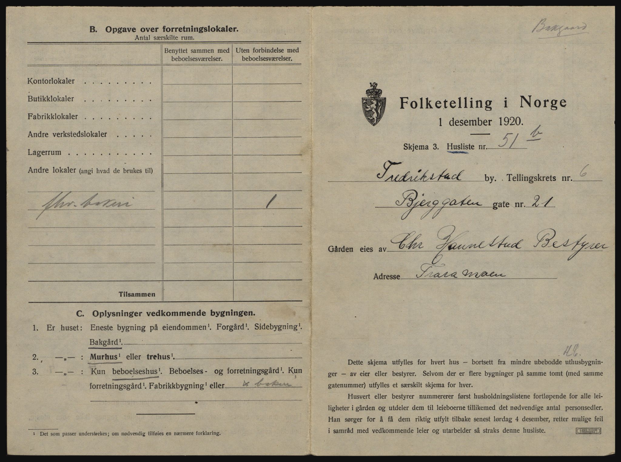 SAO, 1920 census for Fredrikstad, 1920, p. 67