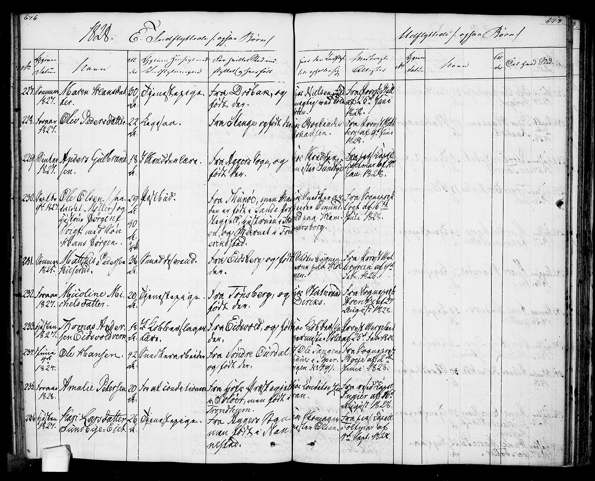 Oslo domkirke Kirkebøker, SAO/A-10752/F/Fa/L0022: Parish register (official) no. 22, 1824-1829, p. 676-677