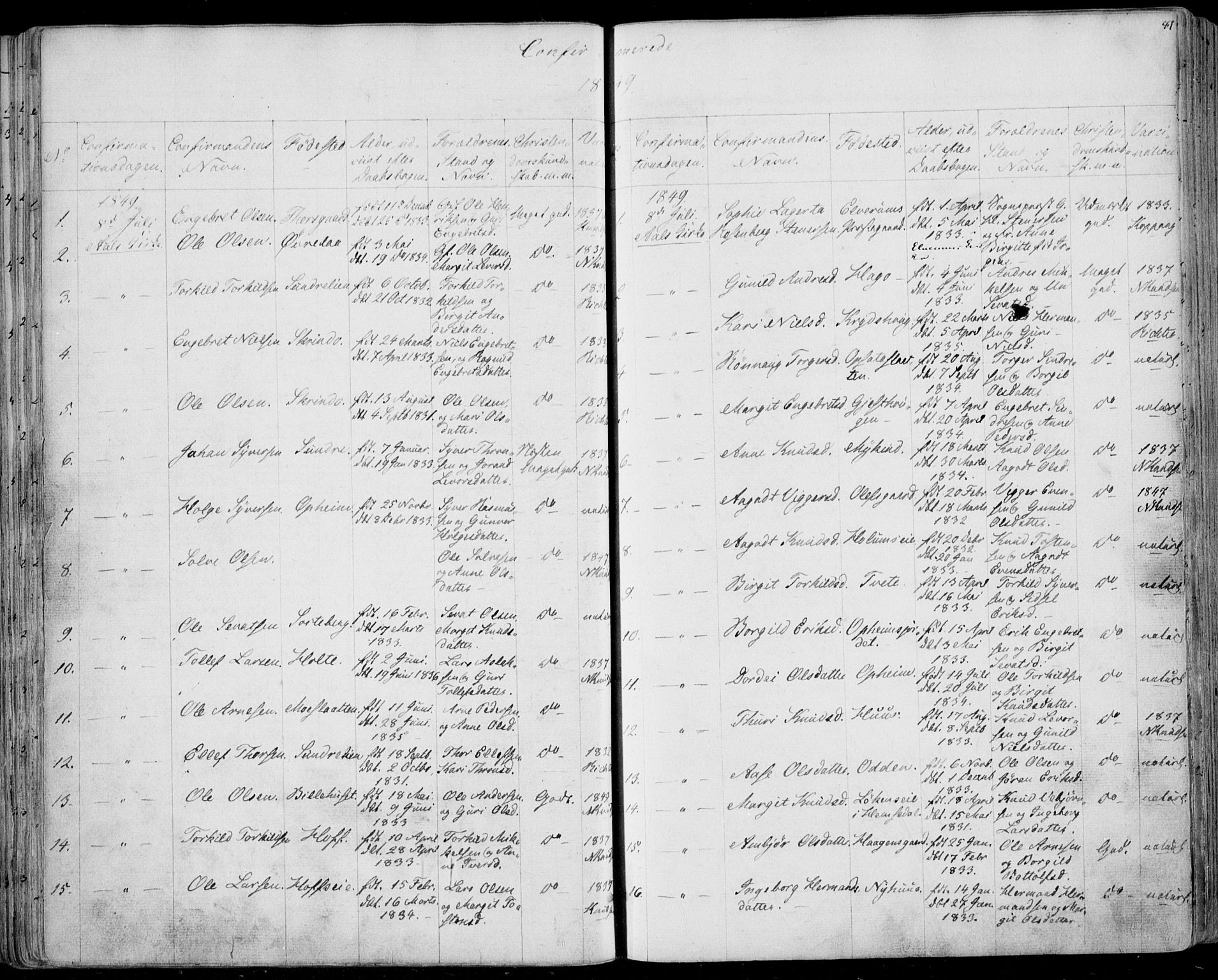 Ål kirkebøker, SAKO/A-249/F/Fa/L0006: Parish register (official) no. I 6, 1849-1864, p. 81
