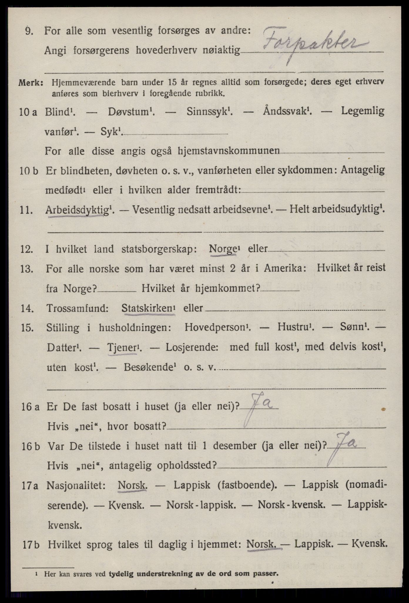 SAT, 1920 census for Geitastrand, 1920, p. 254