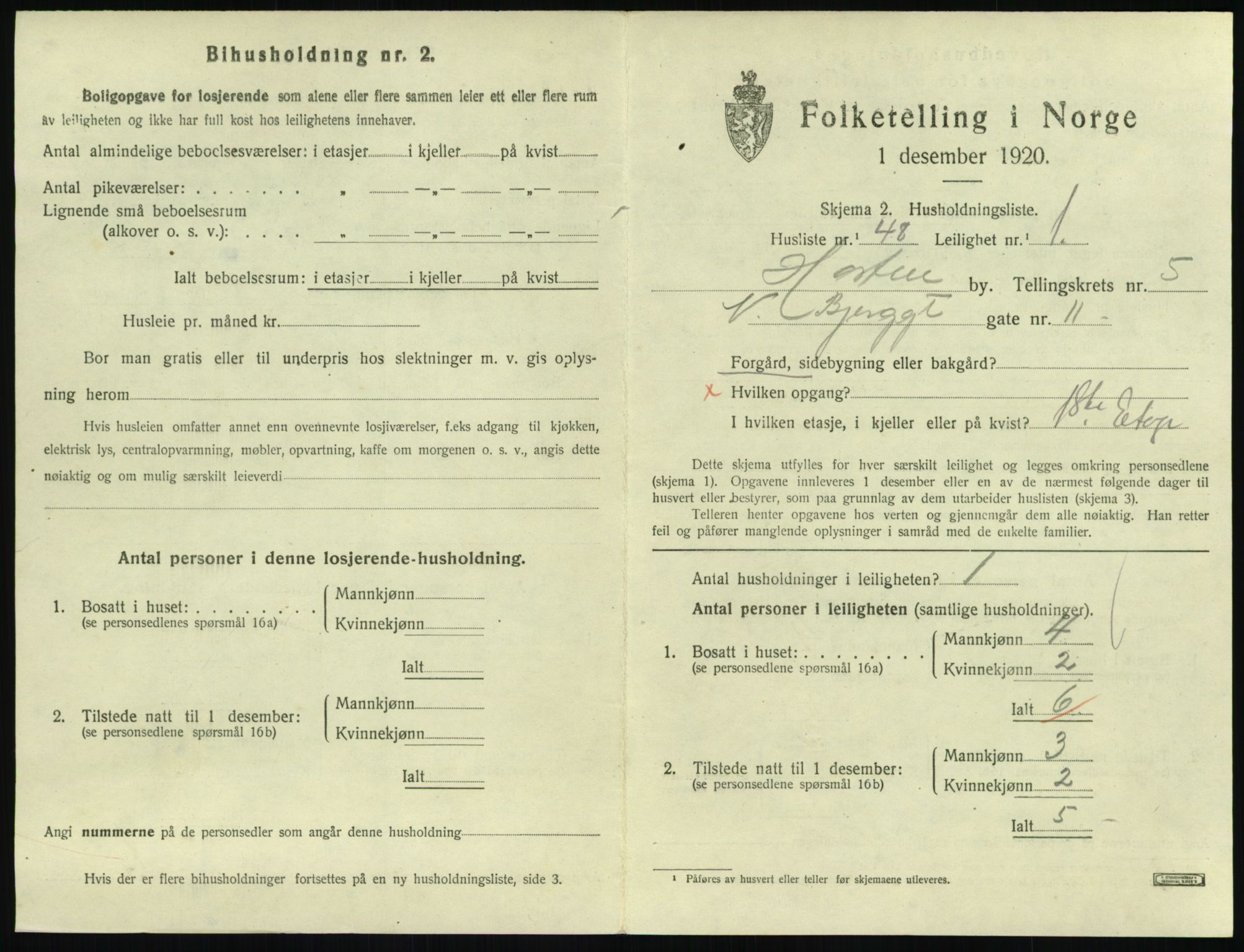SAKO, 1920 census for Horten, 1920, p. 5847