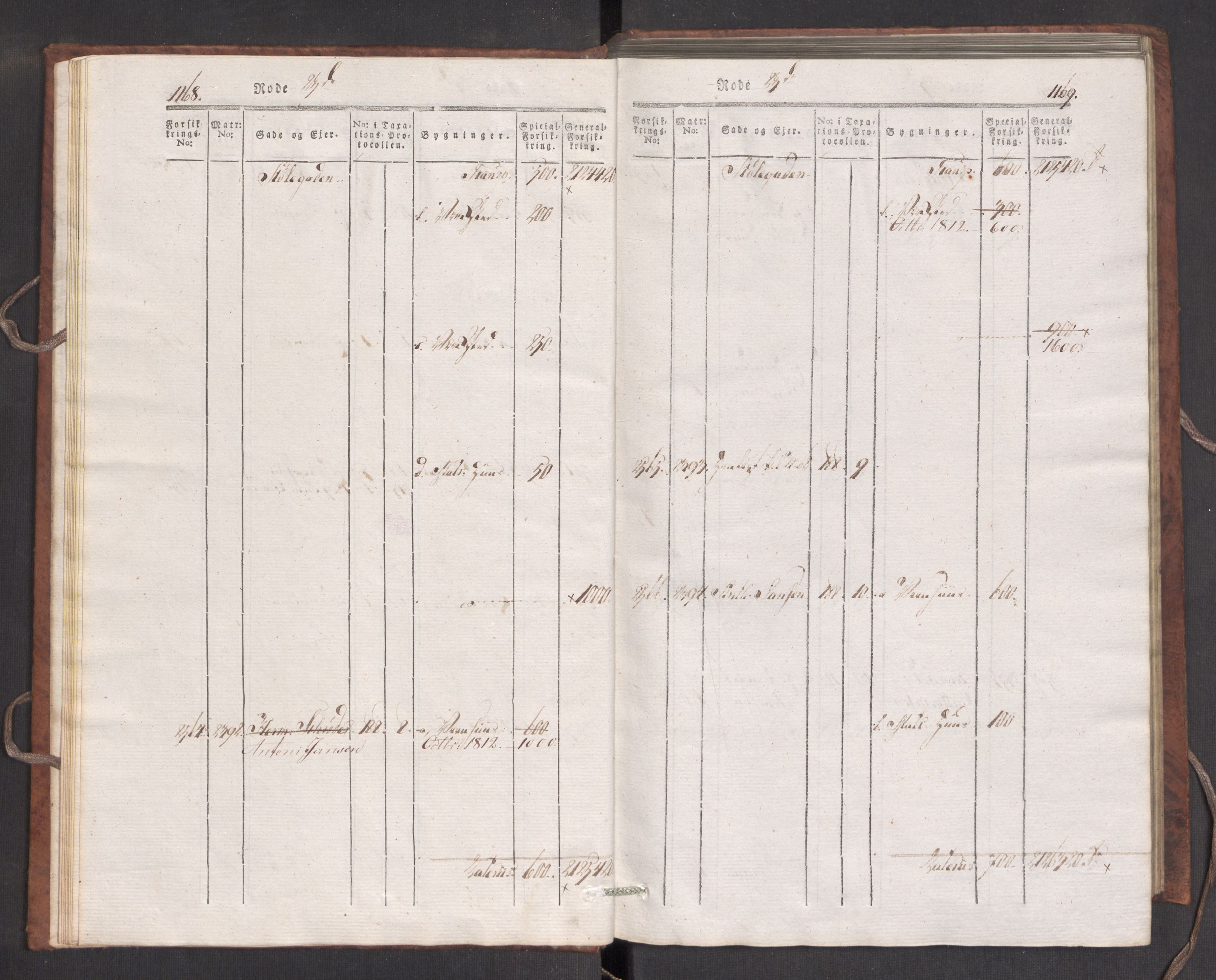 Kommersekollegiet, Brannforsikringskontoret 1767-1814, AV/RA-EA-5458/F/Fa/L0007/0003: Bergen / Branntakstprotokoll, 1807-1817, p. 1168-1169