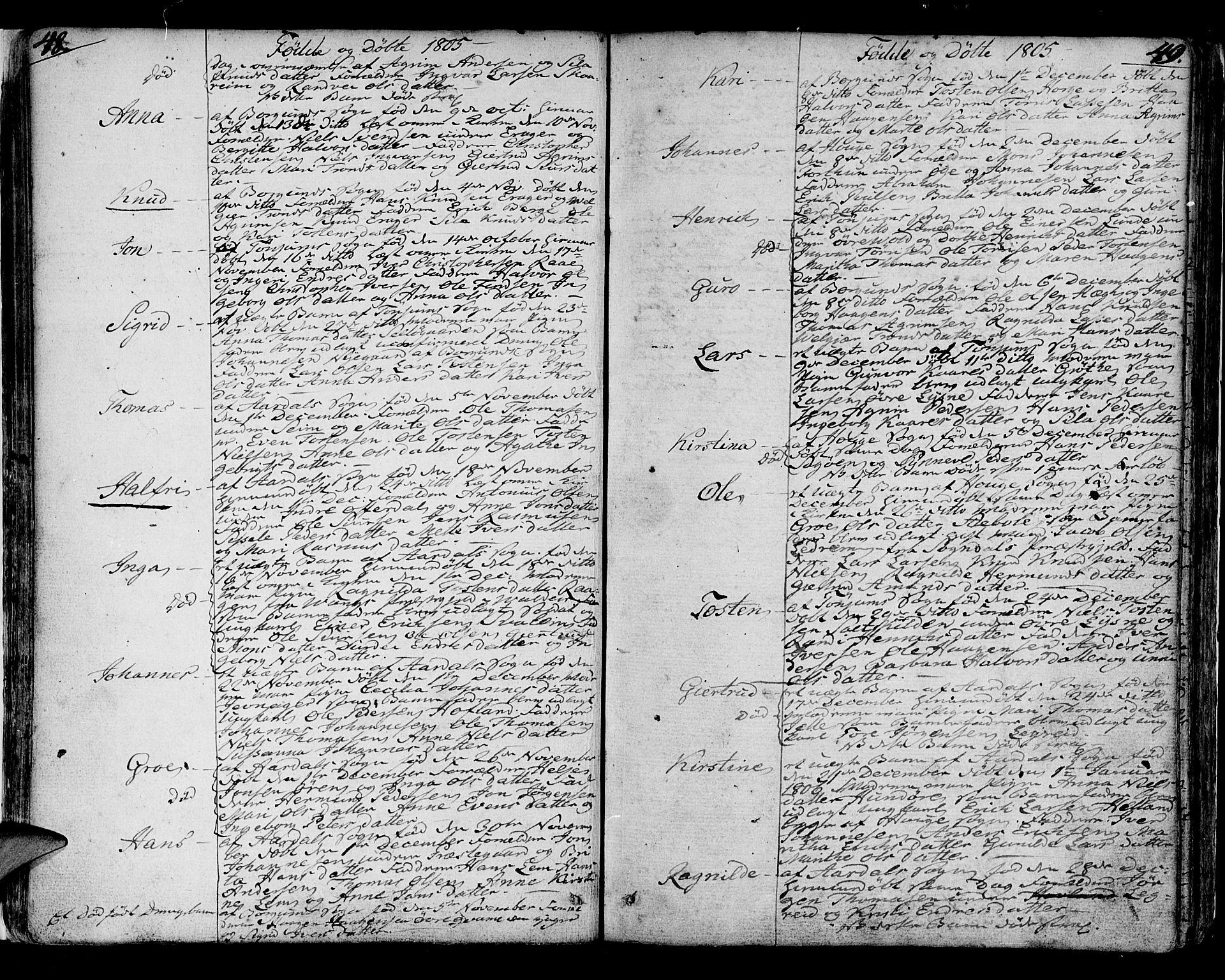 Lærdal sokneprestembete, SAB/A-81201: Parish register (official) no. A 4, 1805-1821, p. 48-49