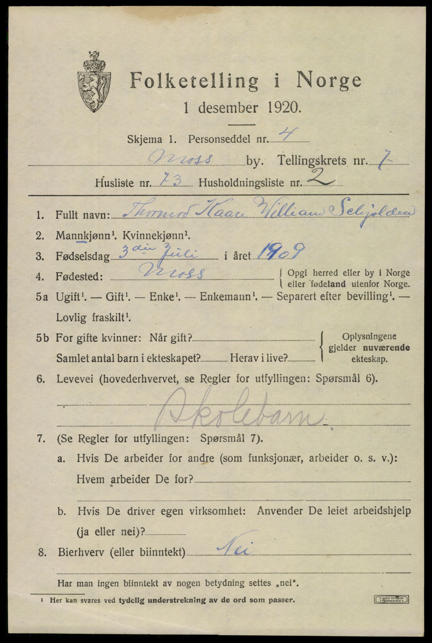 SAO, 1920 census for Moss, 1920, p. 21039