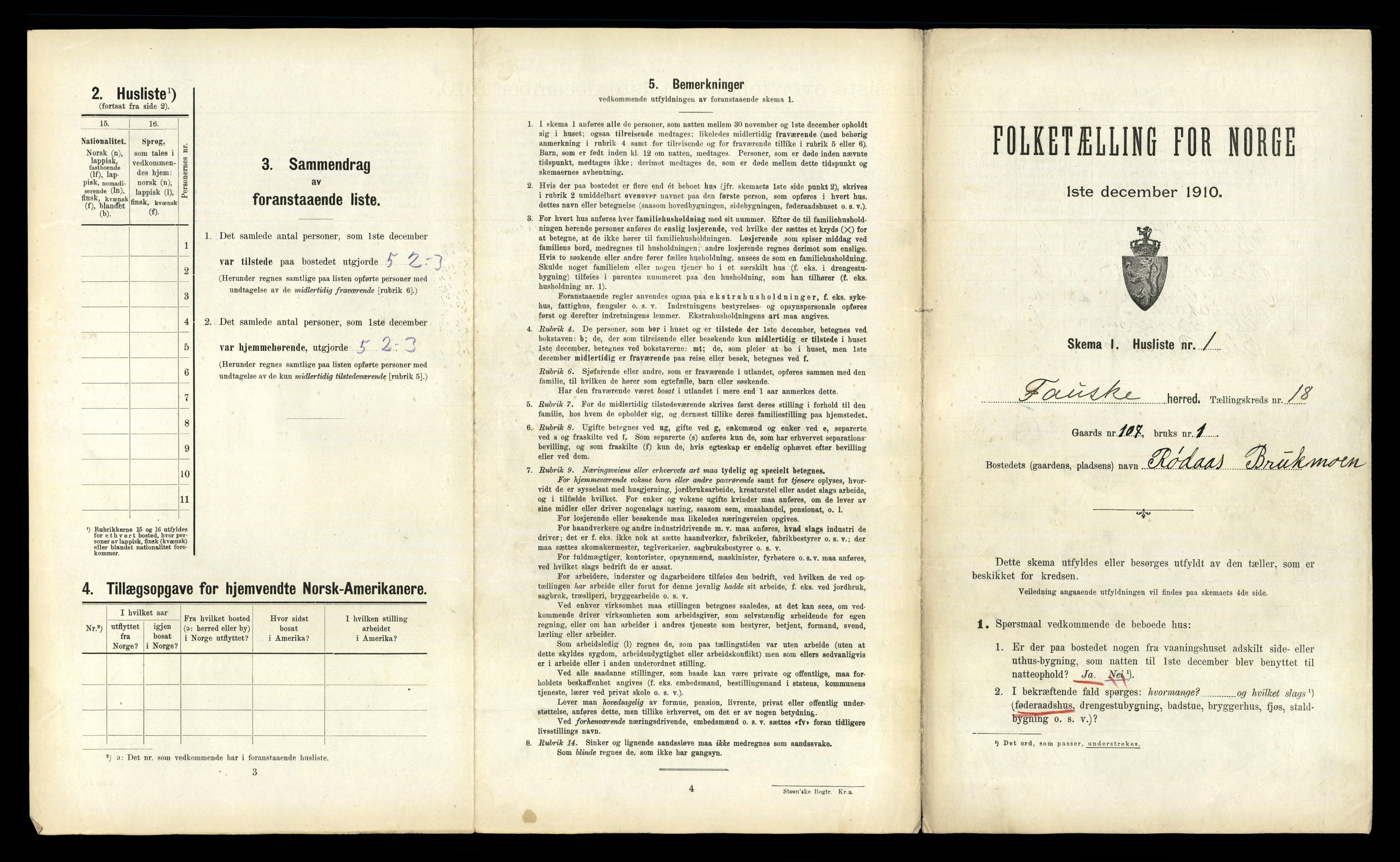 RA, 1910 census for Fauske, 1910, p. 1132