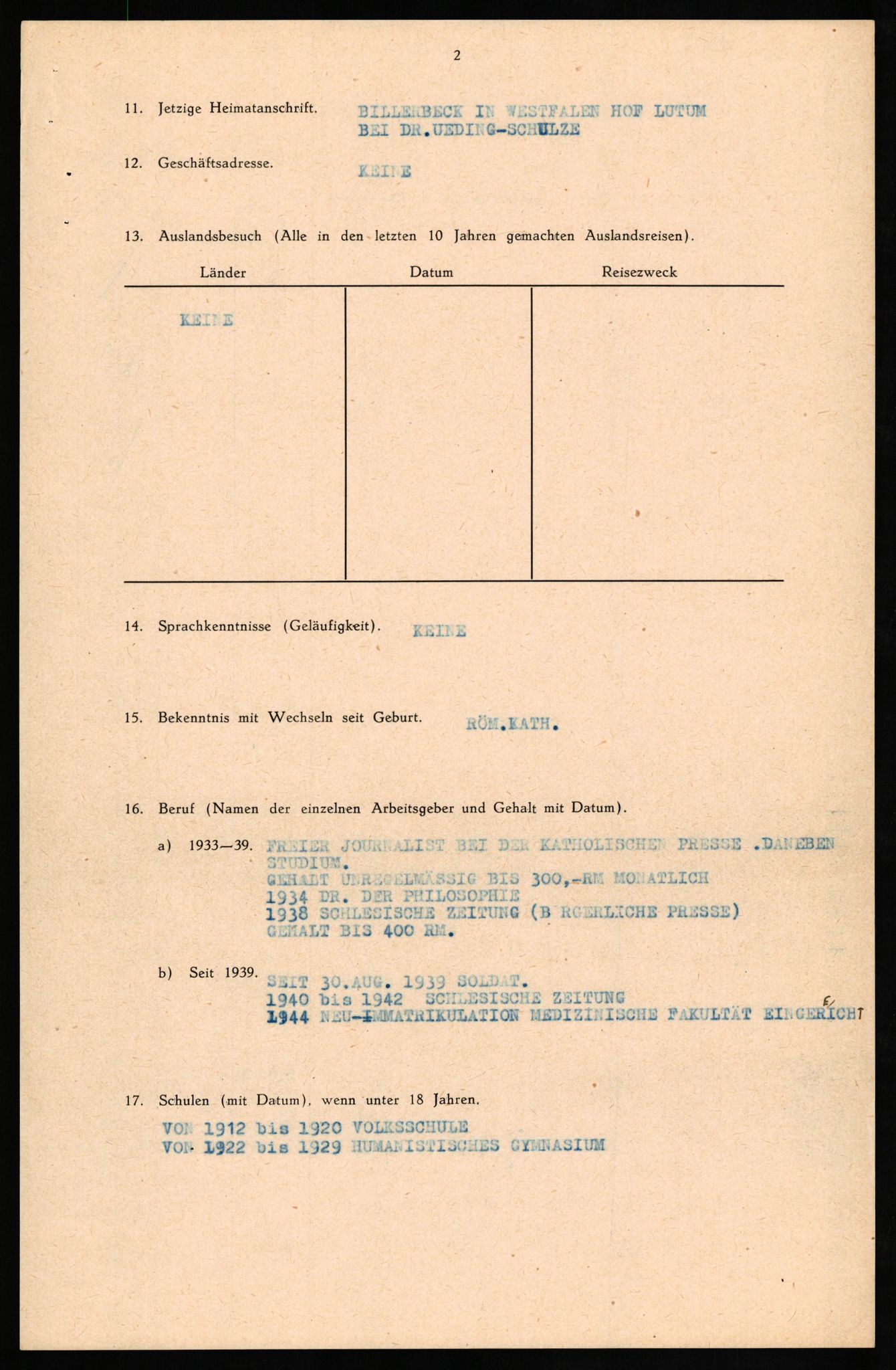 Forsvaret, Forsvarets overkommando II, AV/RA-RAFA-3915/D/Db/L0024: CI Questionaires. Tyske okkupasjonsstyrker i Norge. Tyskere., 1945-1946, p. 57