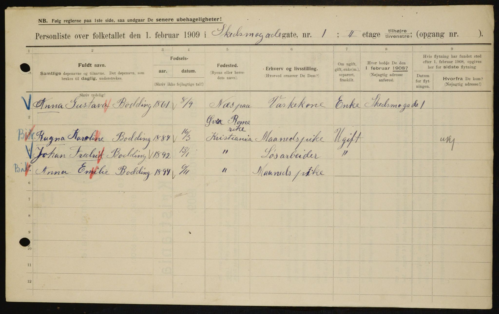 OBA, Municipal Census 1909 for Kristiania, 1909, p. 86331