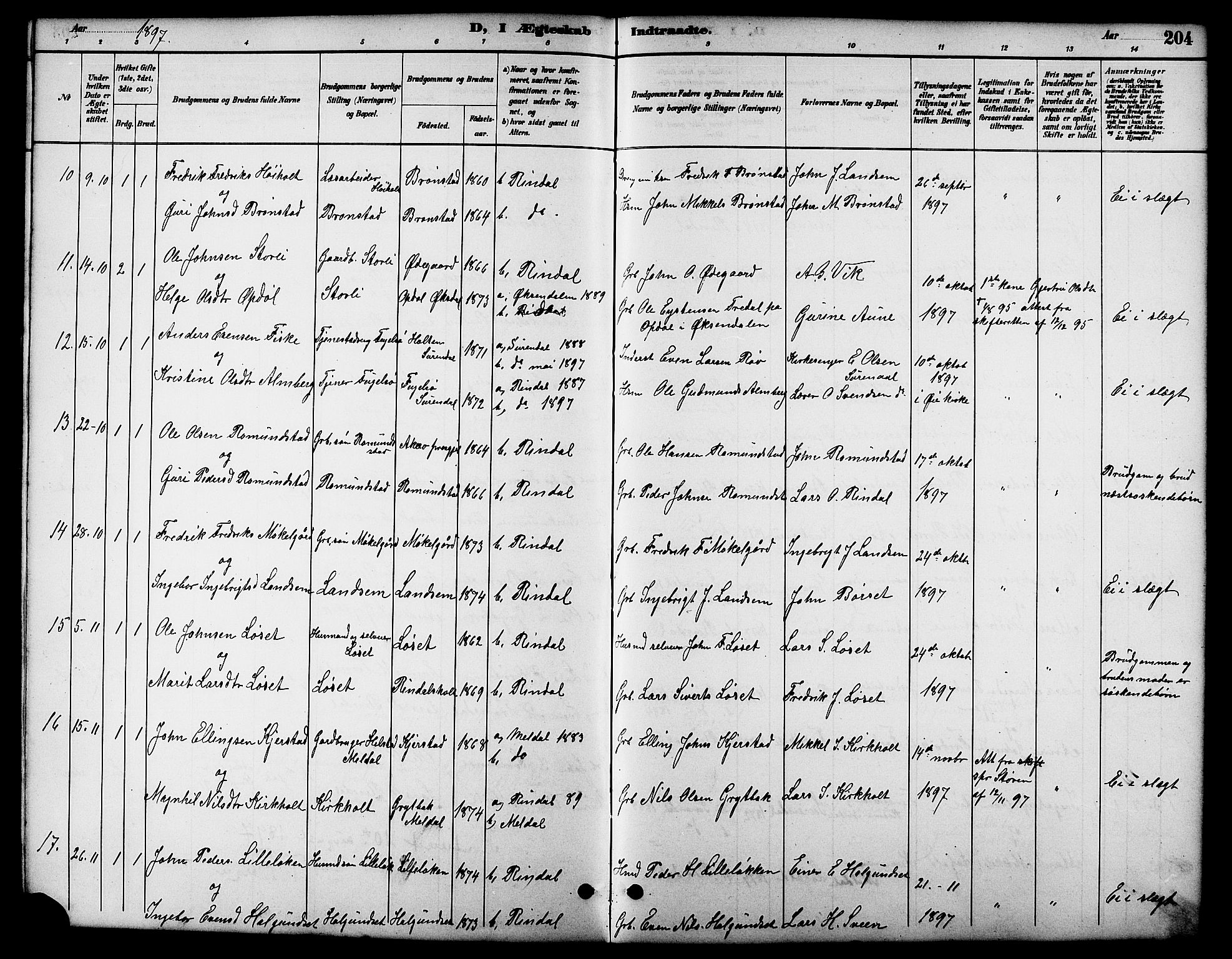 Ministerialprotokoller, klokkerbøker og fødselsregistre - Møre og Romsdal, AV/SAT-A-1454/598/L1078: Parish register (copy) no. 598C03, 1892-1909, p. 204