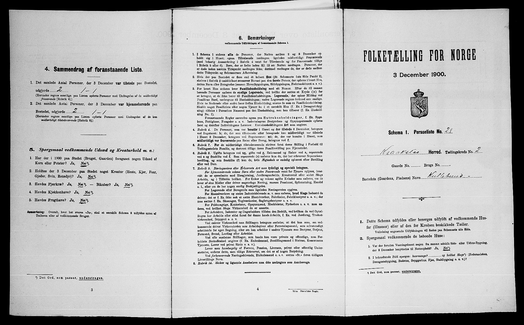 SAO, 1900 census for Kråkstad, 1900