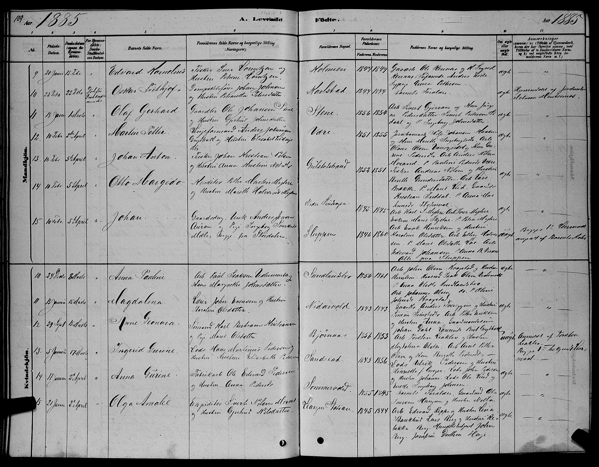 Ministerialprotokoller, klokkerbøker og fødselsregistre - Sør-Trøndelag, AV/SAT-A-1456/606/L0312: Parish register (copy) no. 606C08, 1878-1894, p. 109