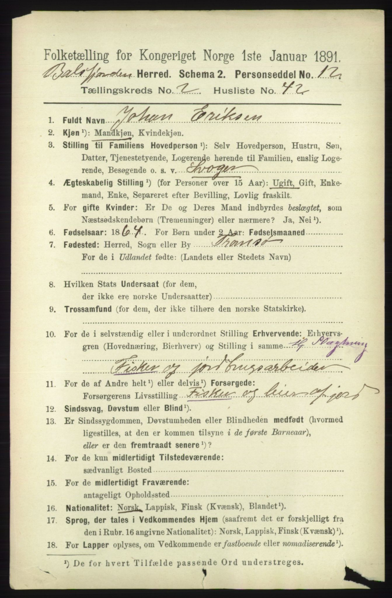 RA, 1891 census for 1933 Balsfjord, 1891, p. 817