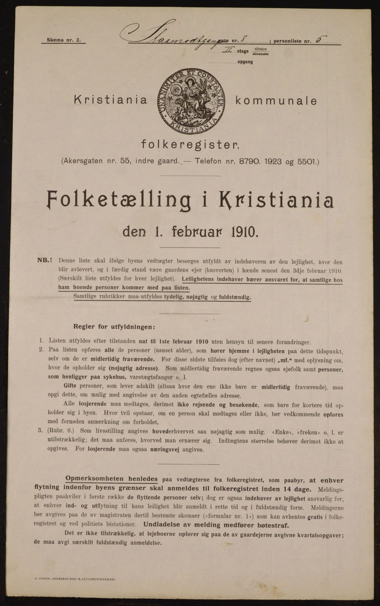 OBA, Municipal Census 1910 for Kristiania, 1910, p. 92484