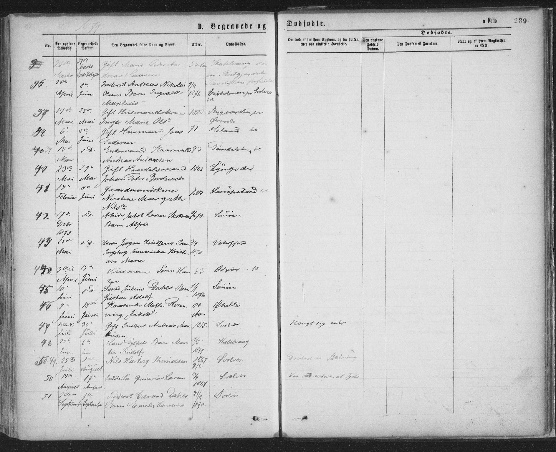Ministerialprotokoller, klokkerbøker og fødselsregistre - Nordland, SAT/A-1459/874/L1058: Parish register (official) no. 874A02, 1878-1883, p. 239