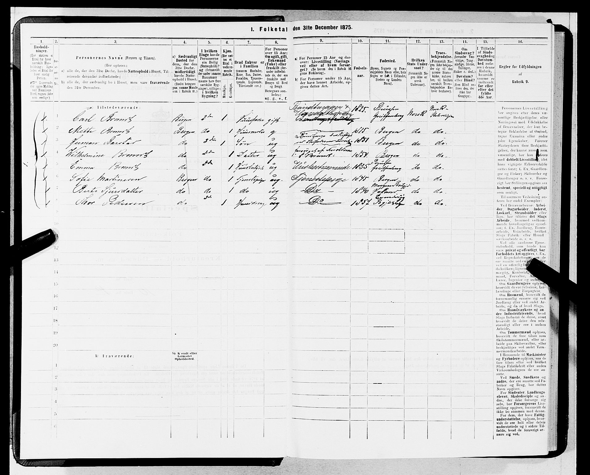 SAB, 1875 census for 1301 Bergen, 1875, p. 1885