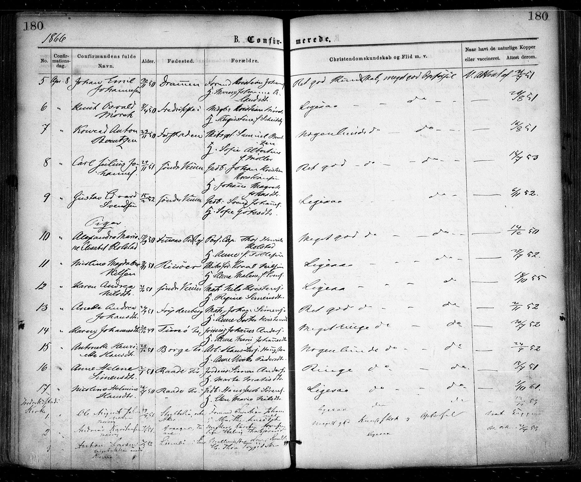 Glemmen prestekontor Kirkebøker, SAO/A-10908/F/Fa/L0008: Parish register (official) no. 8, 1862-1871, p. 180