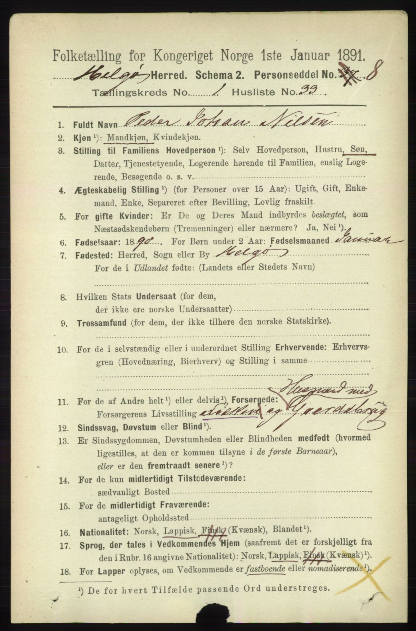 RA, 1891 census for 1935 Helgøy, 1891, p. 279