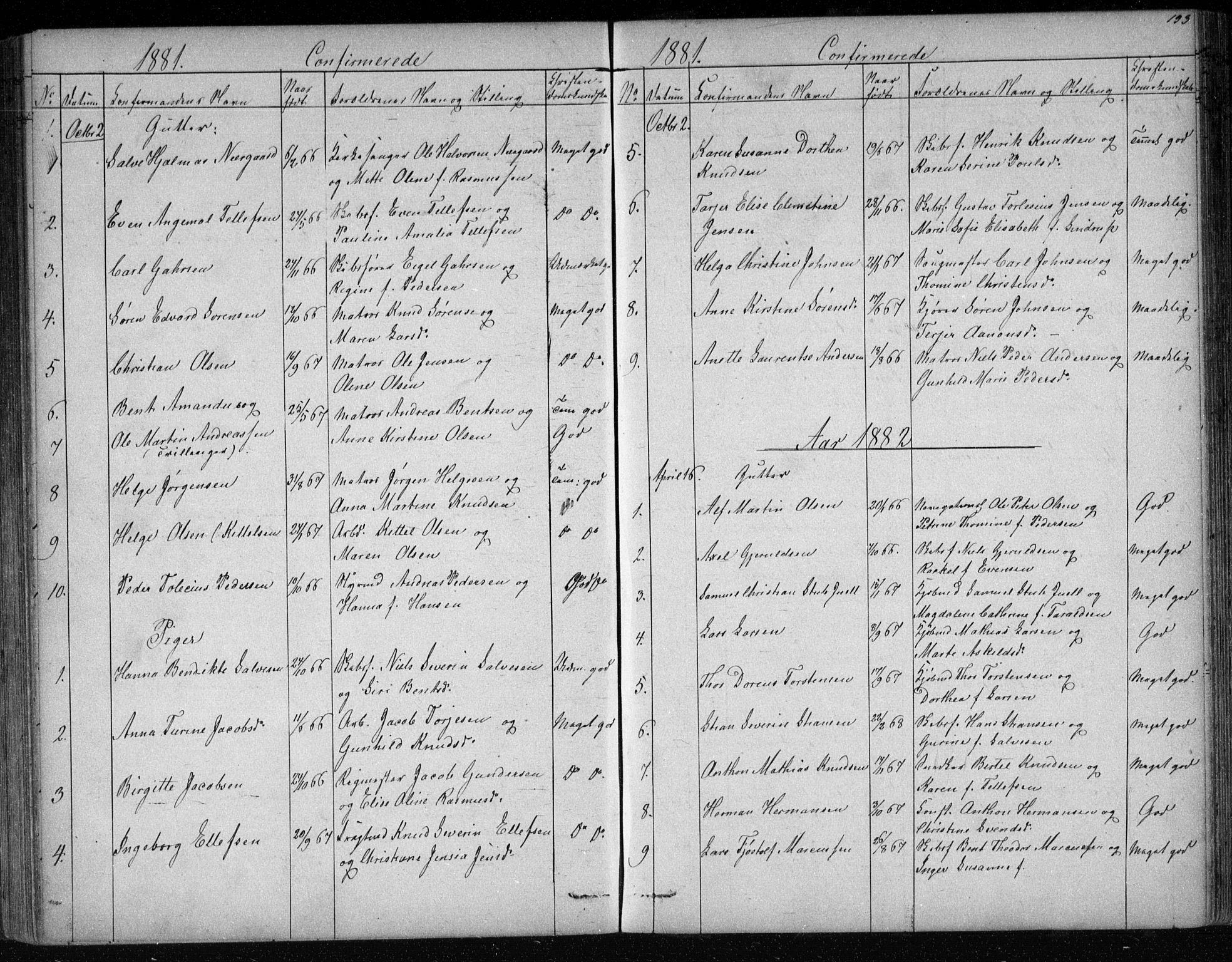 Risør sokneprestkontor, SAK/1111-0035/F/Fb/L0006: Parish register (copy) no. B 6, 1850-1884, p. 193