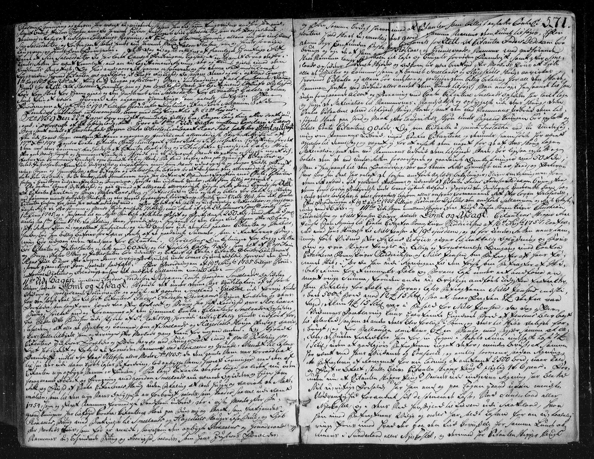 Kristiansand lagdømme, AV/SAK-1232-0001/F/Fb/L0006: Tingbok med register, 1744-1759, p. 570b-571a