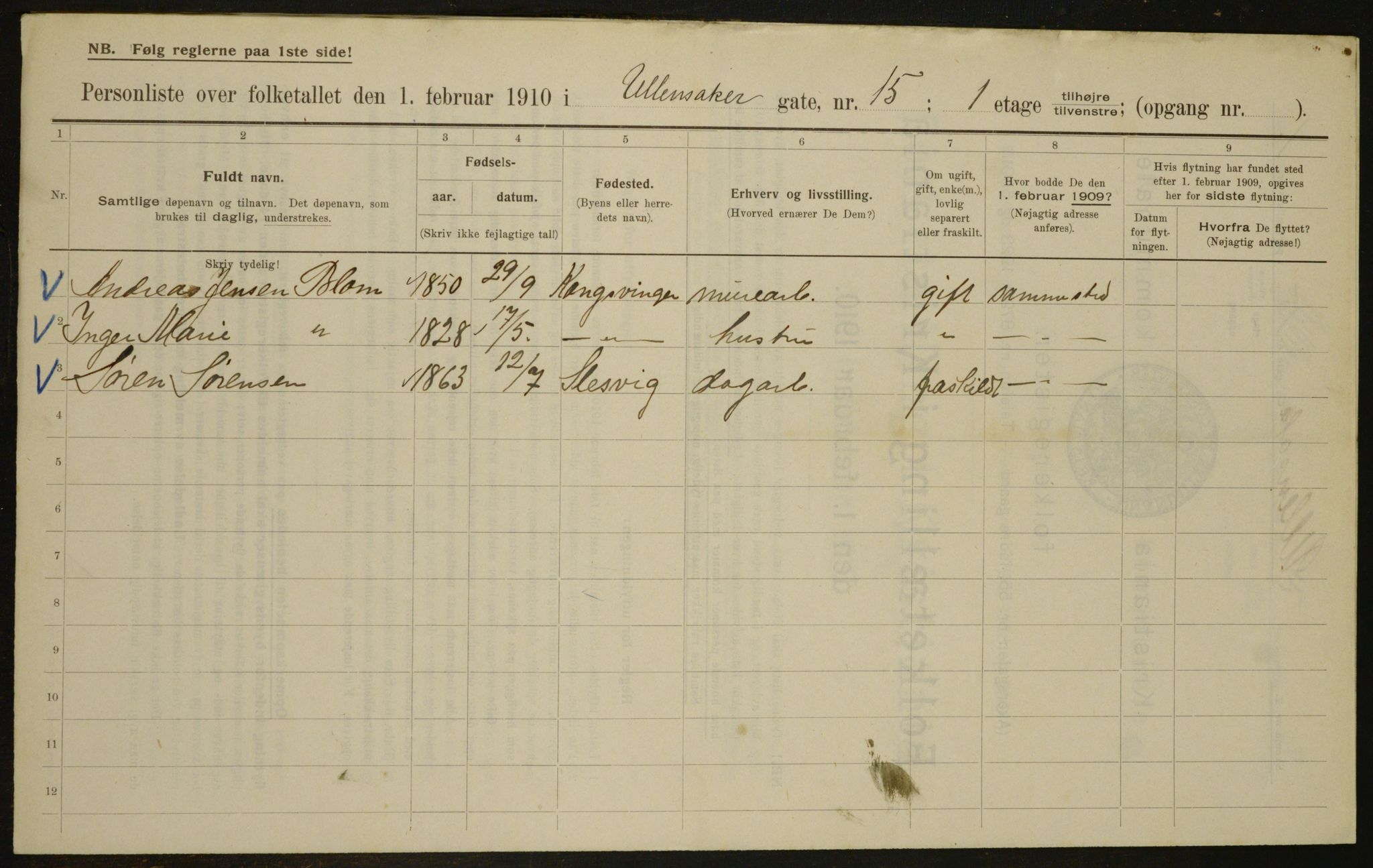 OBA, Municipal Census 1910 for Kristiania, 1910, p. 112667