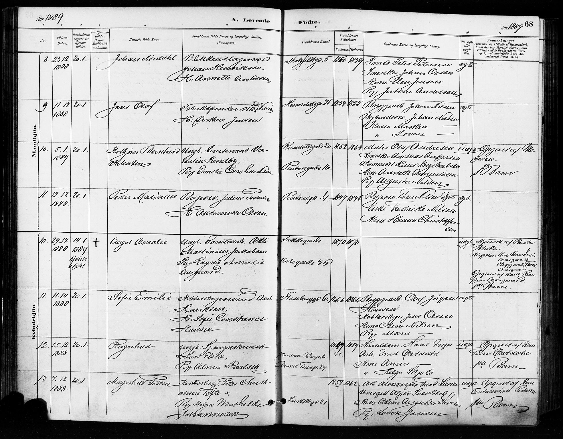 Grønland prestekontor Kirkebøker, AV/SAO-A-10848/F/Fa/L0009: Parish register (official) no. 9, 1888-1893, p. 68