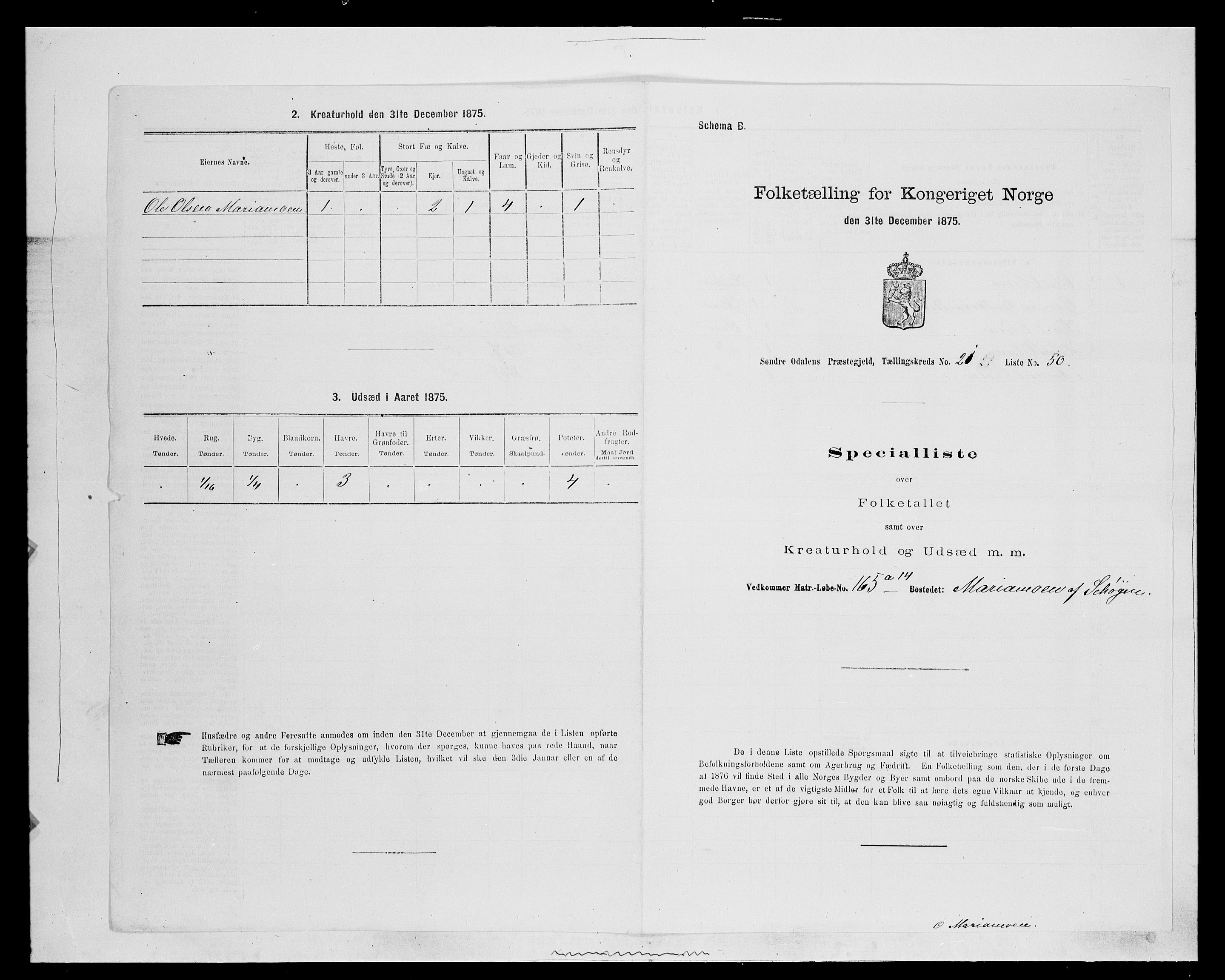 SAH, 1875 census for 0419P Sør-Odal, 1875, p. 1872