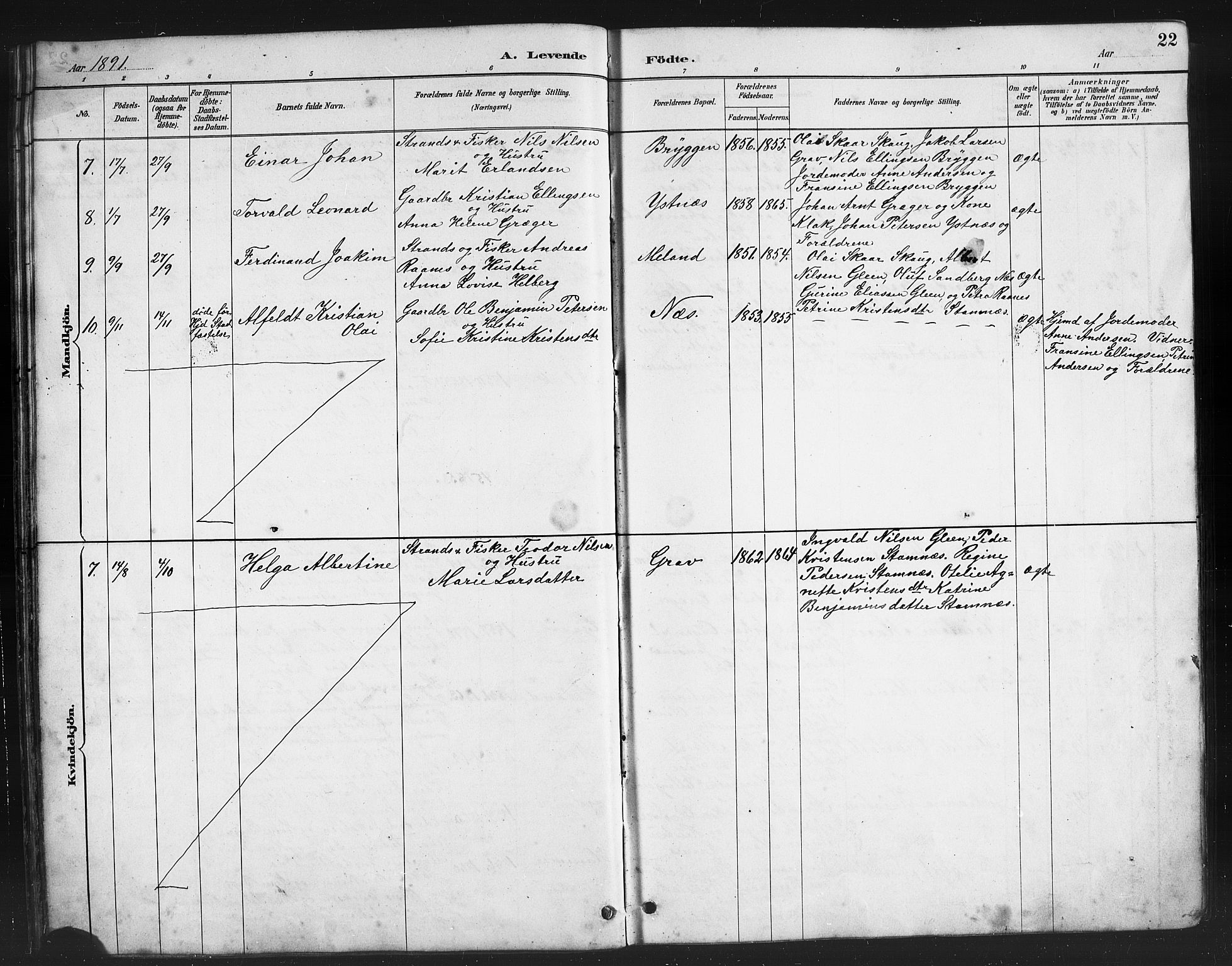 Ministerialprotokoller, klokkerbøker og fødselsregistre - Nordland, AV/SAT-A-1459/808/L0131: Parish register (copy) no. 808C02, 1879-1919, p. 22