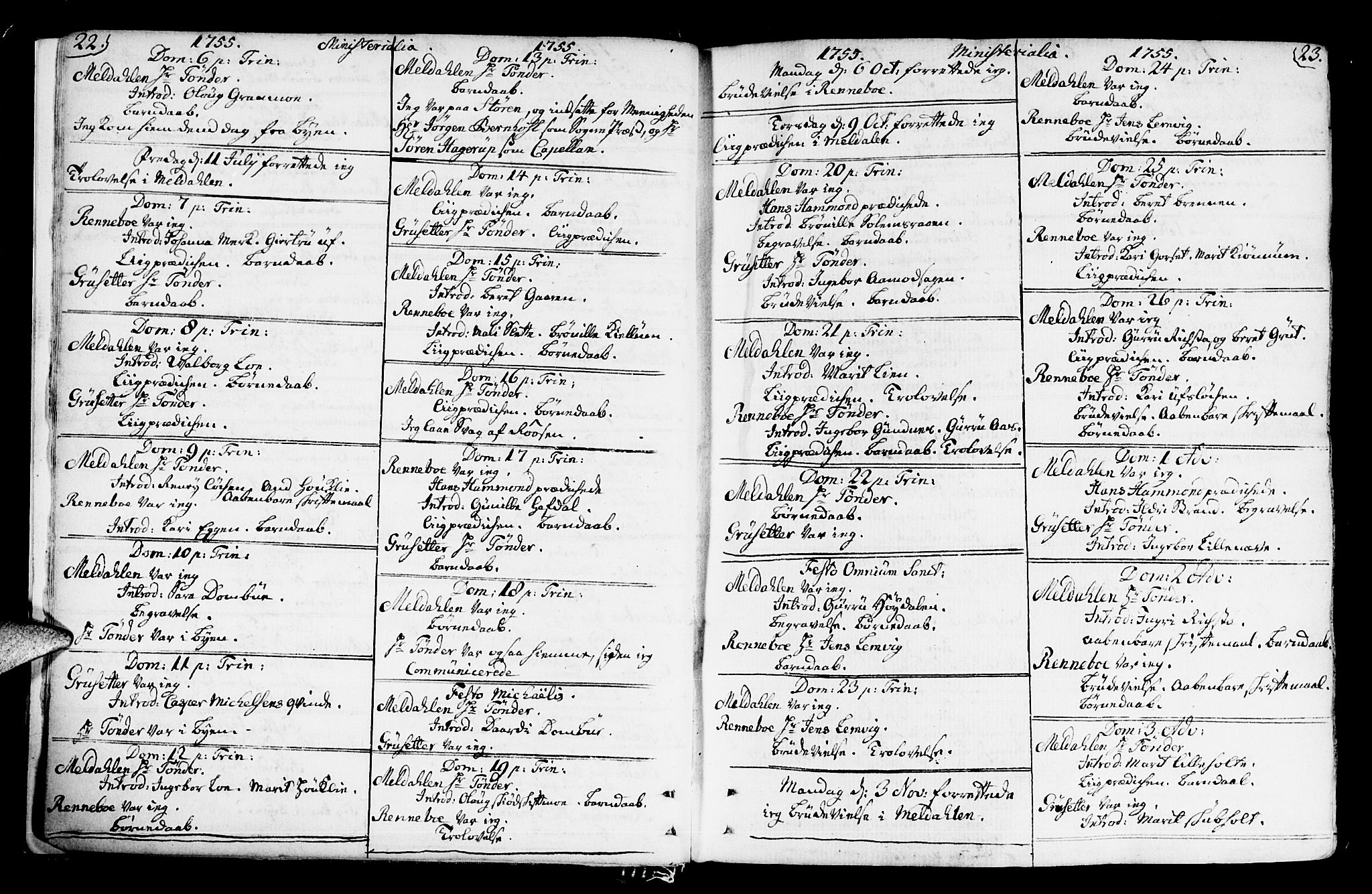 Ministerialprotokoller, klokkerbøker og fødselsregistre - Sør-Trøndelag, SAT/A-1456/672/L0851: Parish register (official) no. 672A04, 1751-1775, p. 22-23