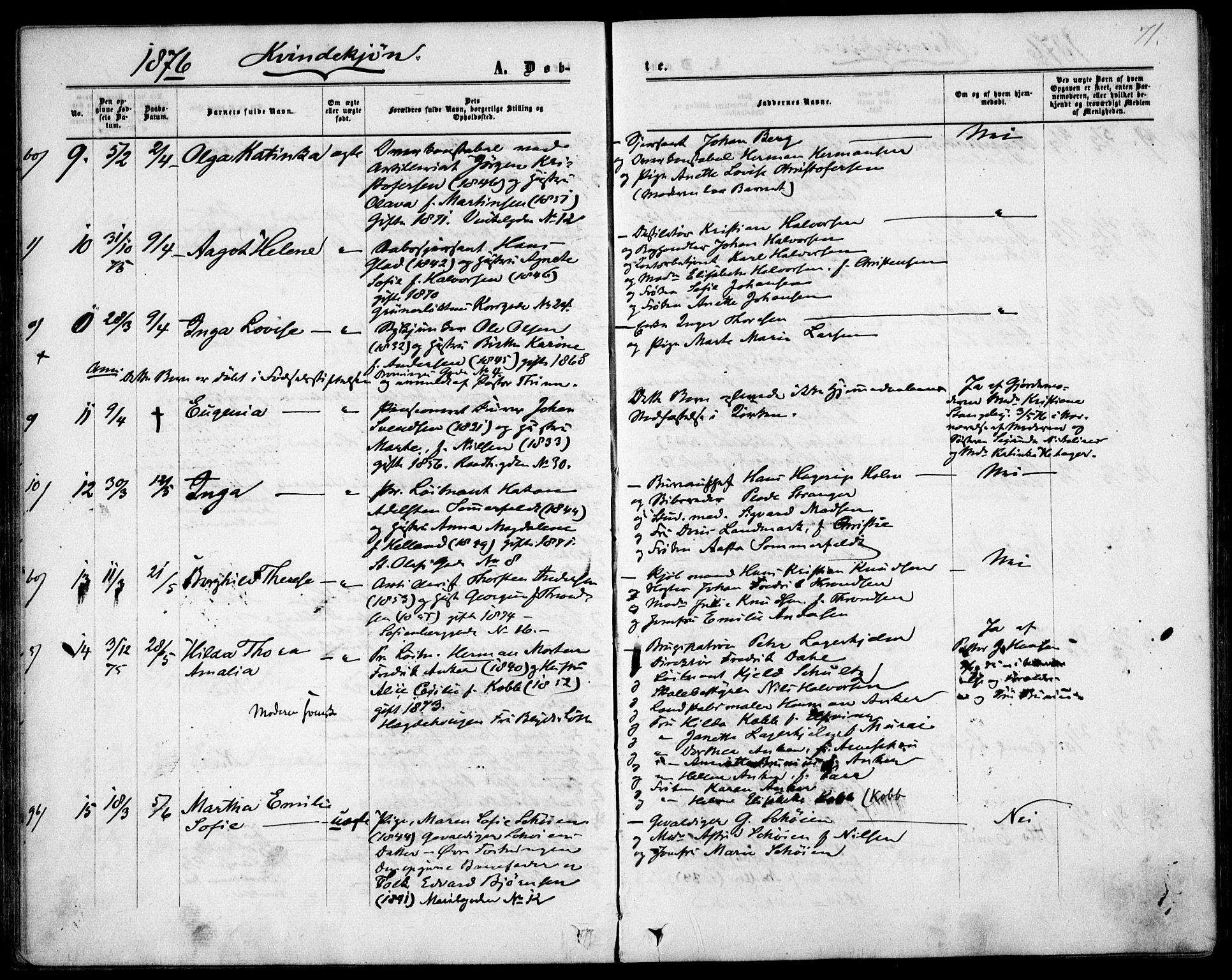 Garnisonsmenigheten Kirkebøker, SAO/A-10846/F/Fa/L0011: Parish register (official) no. 11, 1870-1880, p. 71