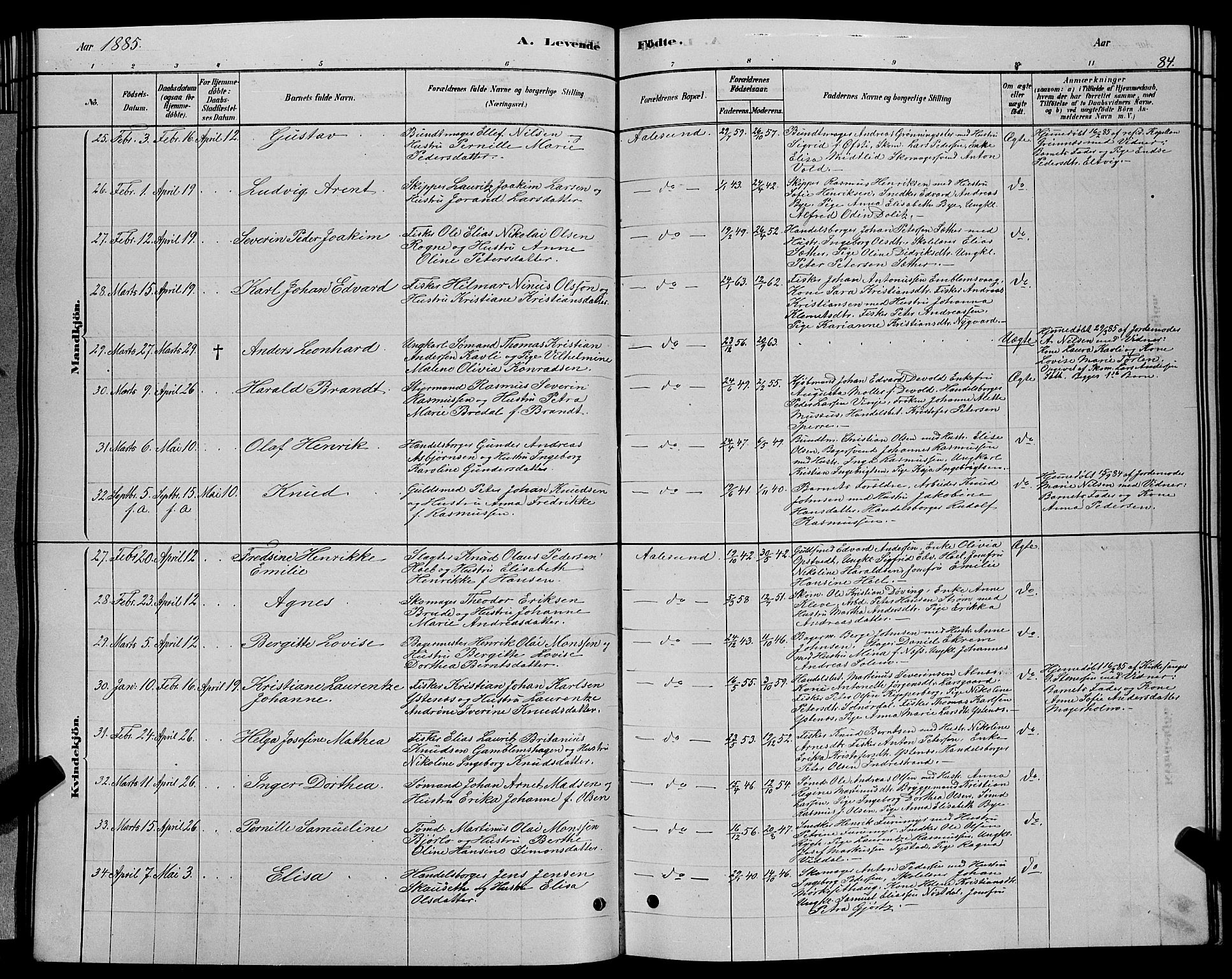 Ministerialprotokoller, klokkerbøker og fødselsregistre - Møre og Romsdal, SAT/A-1454/529/L0466: Parish register (copy) no. 529C03, 1878-1888, p. 84