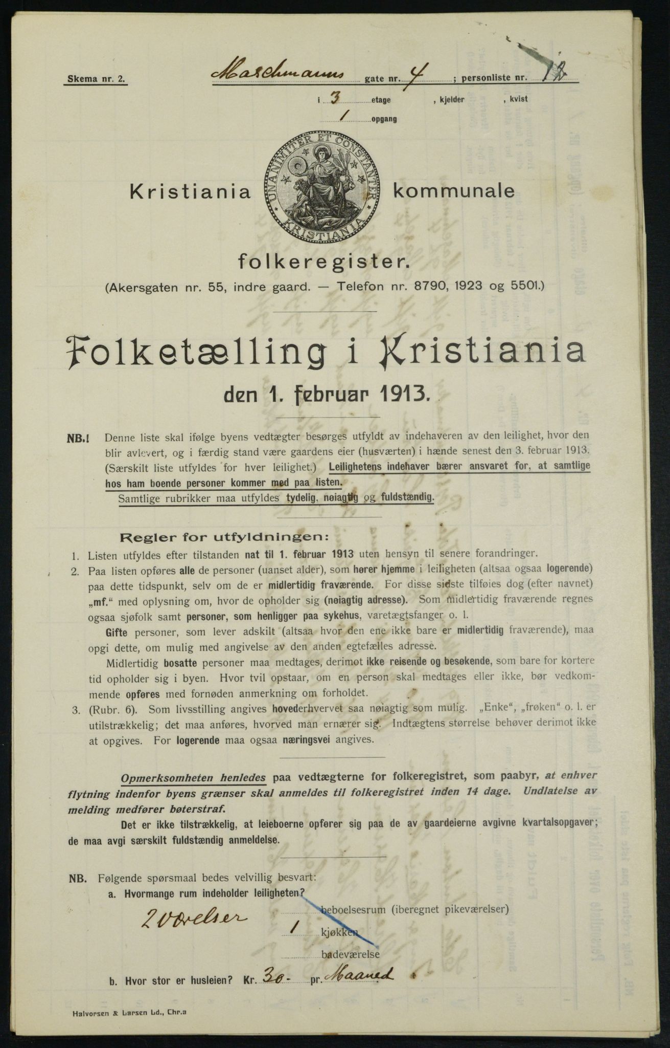 OBA, Municipal Census 1913 for Kristiania, 1913, p. 64604