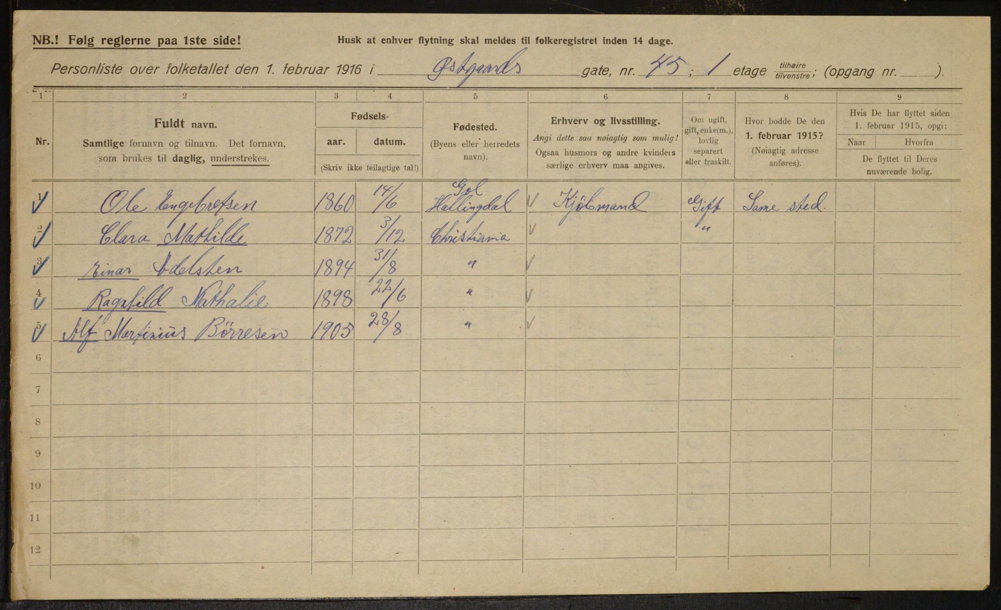 OBA, Municipal Census 1916 for Kristiania, 1916, p. 133089
