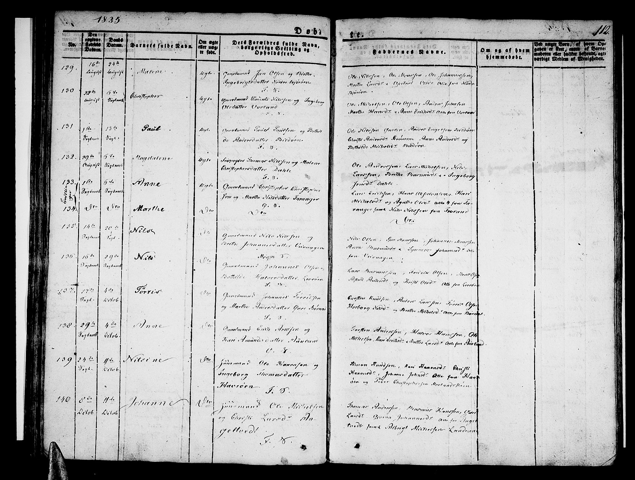 Sund sokneprestembete, AV/SAB-A-99930: Parish register (official) no. A 12, 1825-1835, p. 112