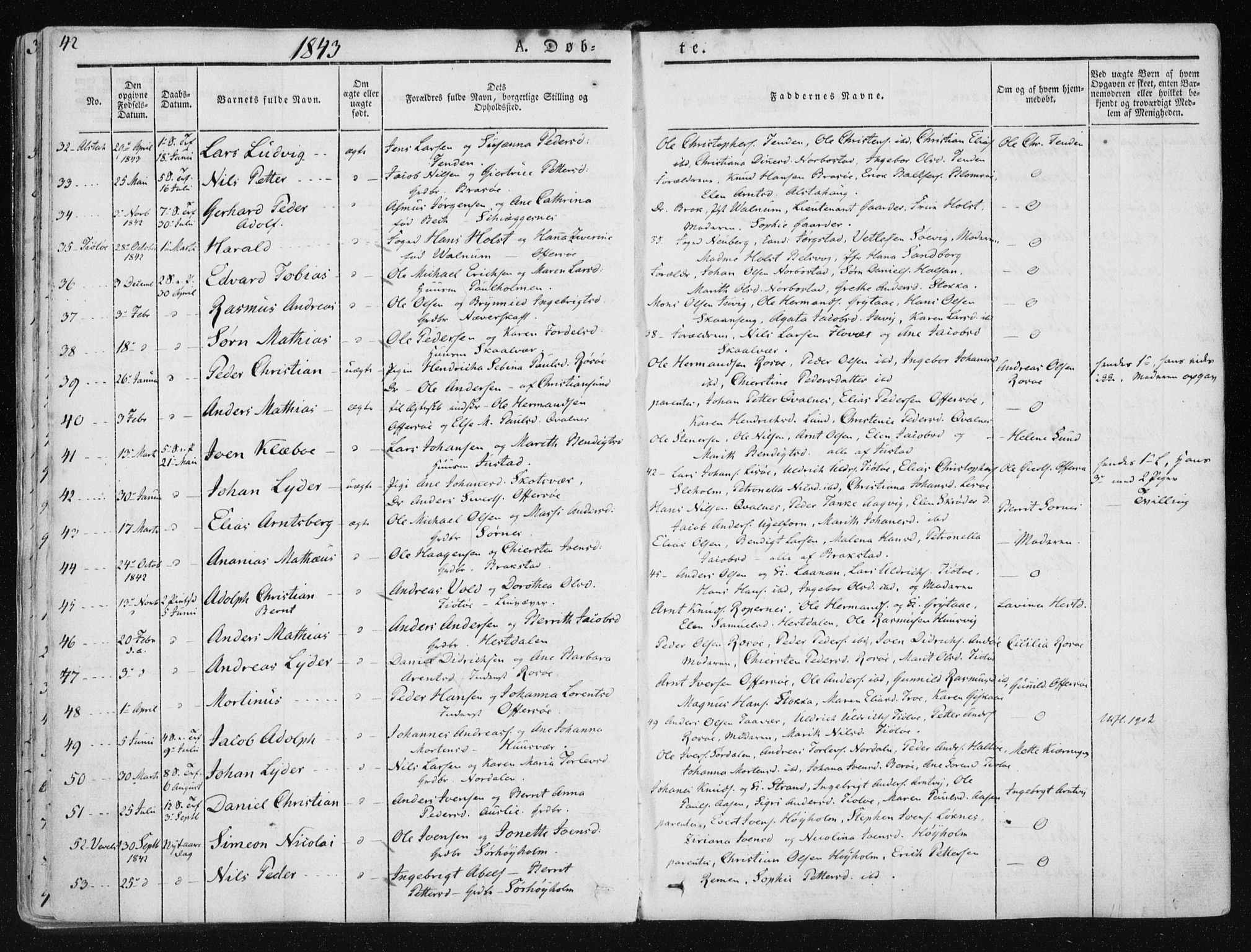 Ministerialprotokoller, klokkerbøker og fødselsregistre - Nordland, AV/SAT-A-1459/830/L0446: Parish register (official) no. 830A10, 1831-1865, p. 42