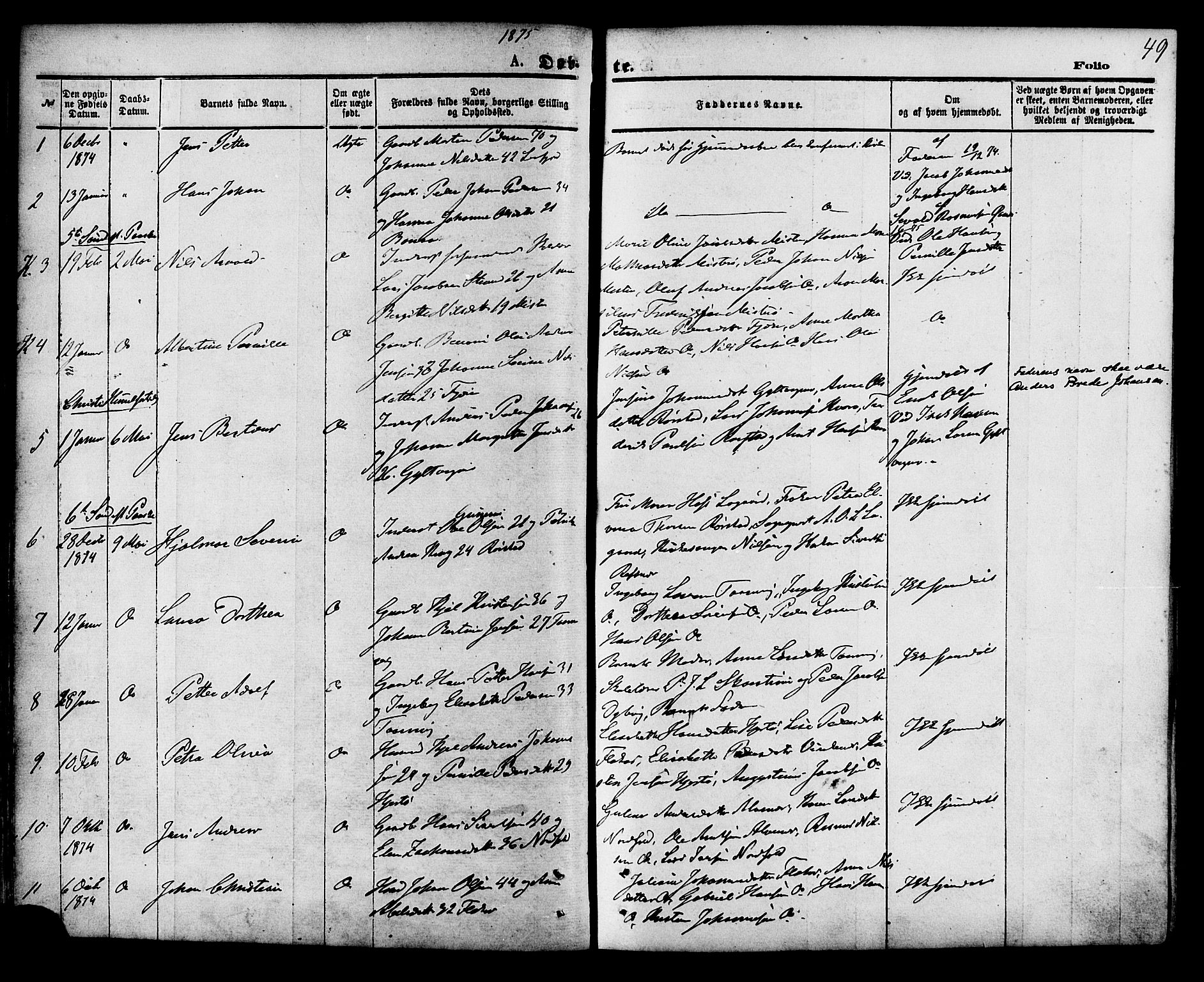 Ministerialprotokoller, klokkerbøker og fødselsregistre - Nordland, AV/SAT-A-1459/853/L0771: Parish register (official) no. 853A10, 1870-1881, p. 49