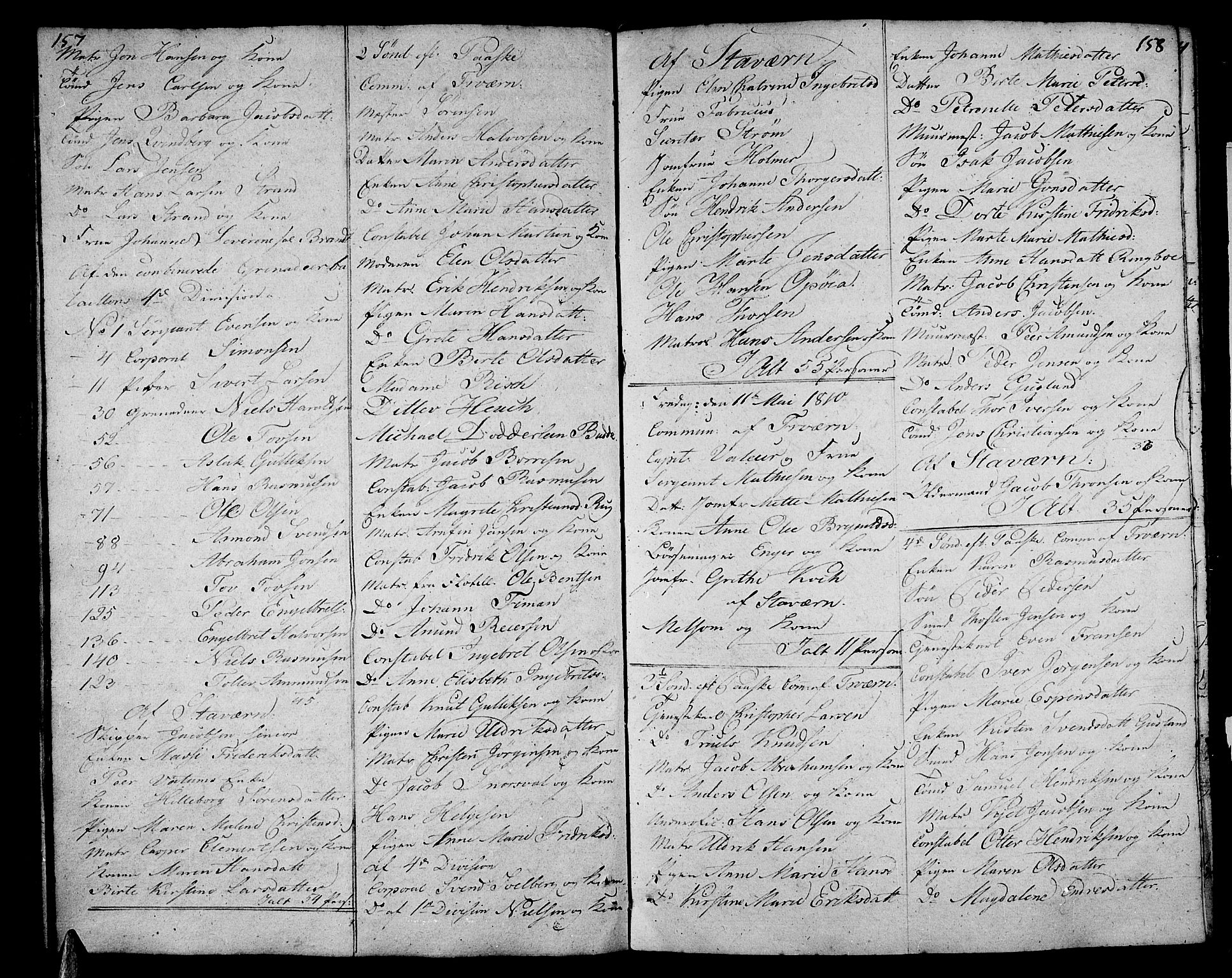 Stavern kirkebøker, AV/SAKO-A-318/F/Fa/L0005: Parish register (official) no. 5, 1800-1816, p. 157-158