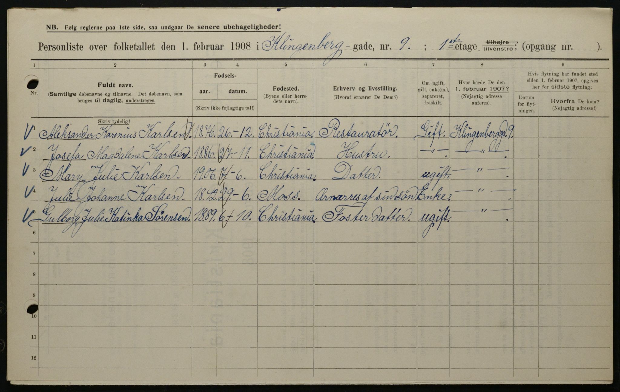 OBA, Municipal Census 1908 for Kristiania, 1908, p. 46363