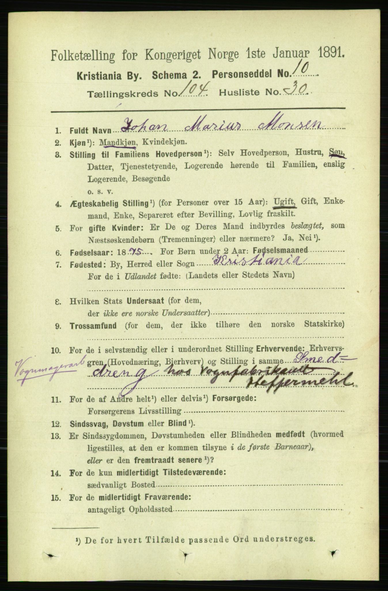 RA, 1891 census for 0301 Kristiania, 1891, p. 52792