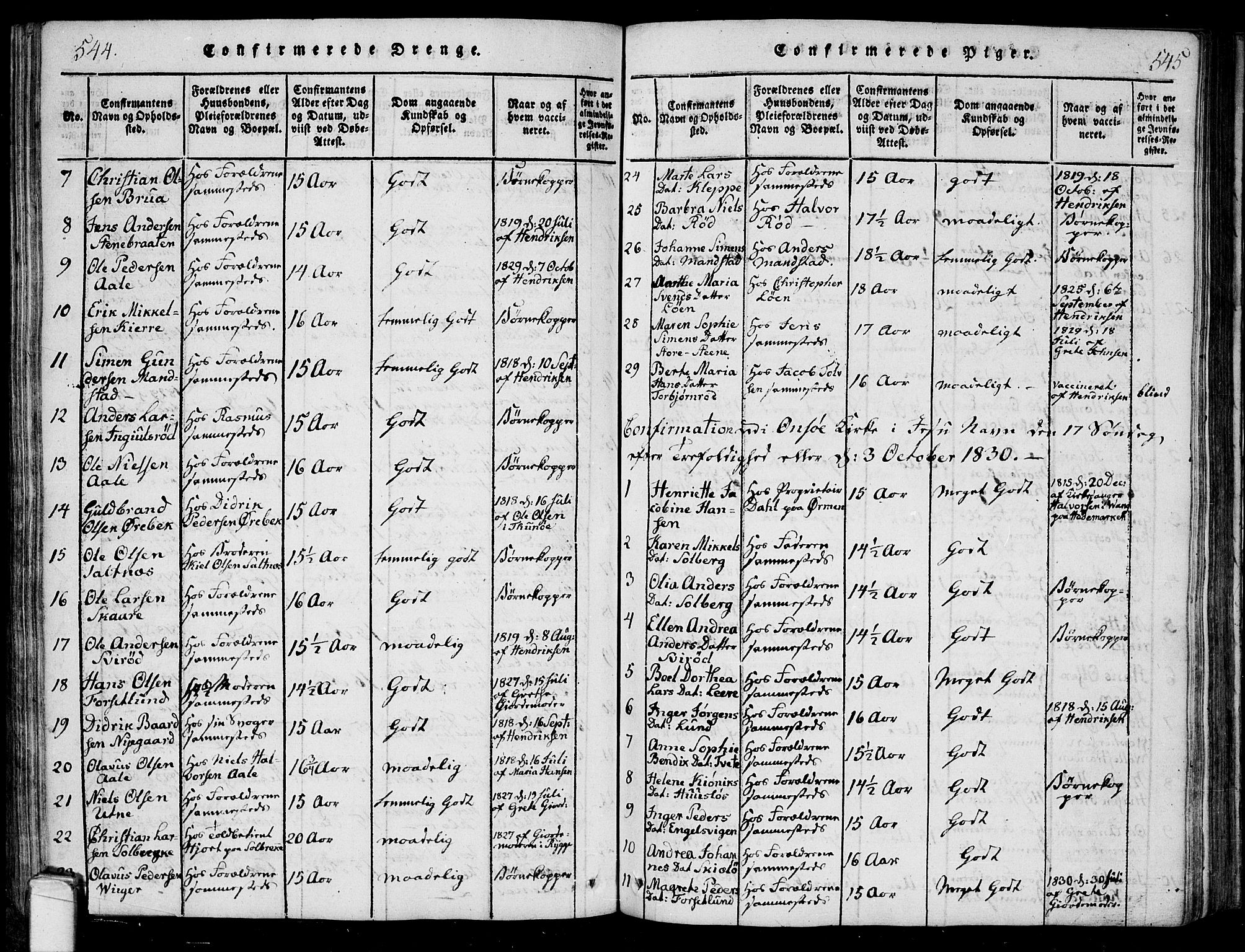 Onsøy prestekontor Kirkebøker, SAO/A-10914/F/Fa/L0002: Parish register (official) no. I 2, 1814-1840, p. 544-545