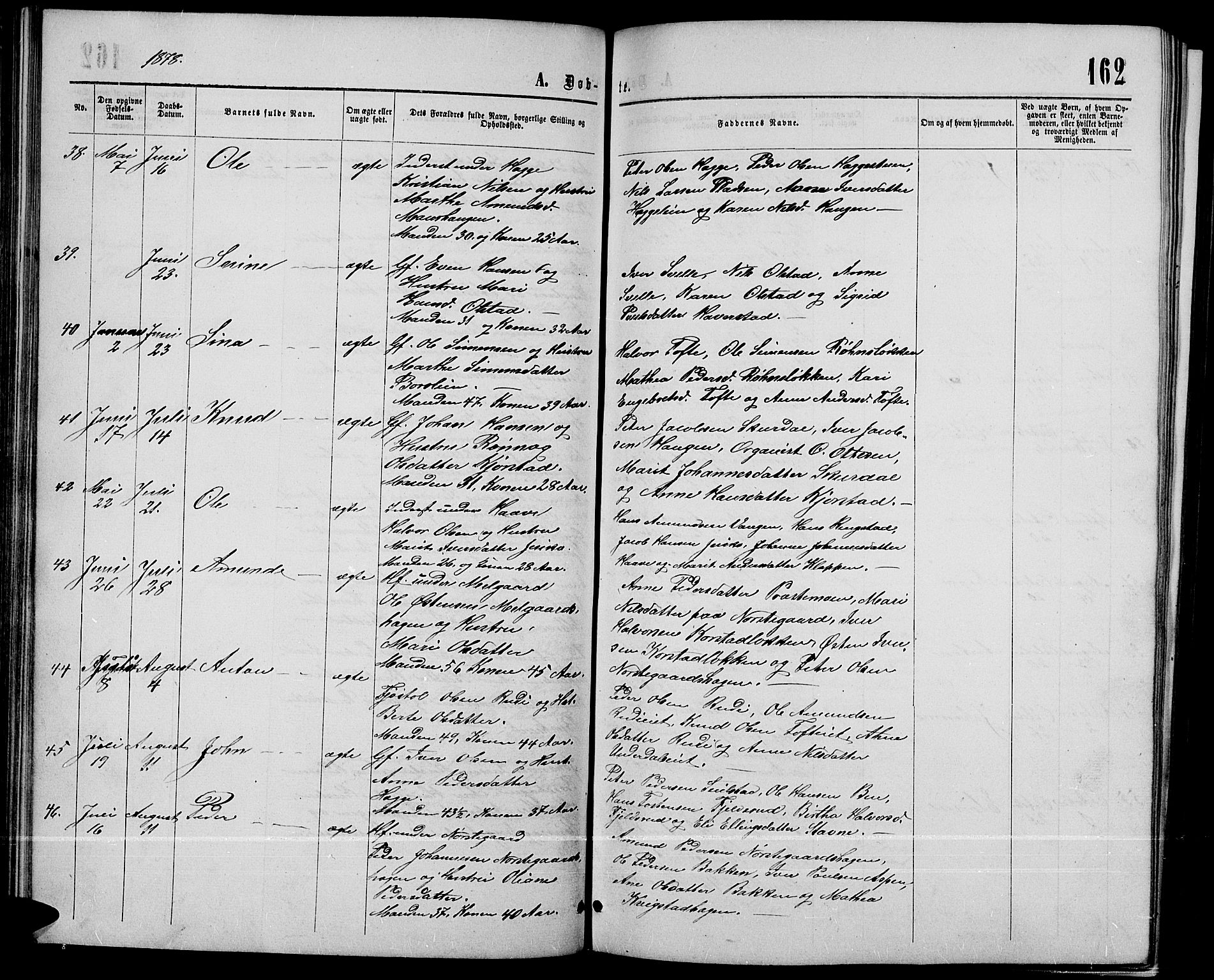 Sør-Fron prestekontor, AV/SAH-PREST-010/H/Ha/Hab/L0002: Parish register (copy) no. 2, 1864-1883, p. 162