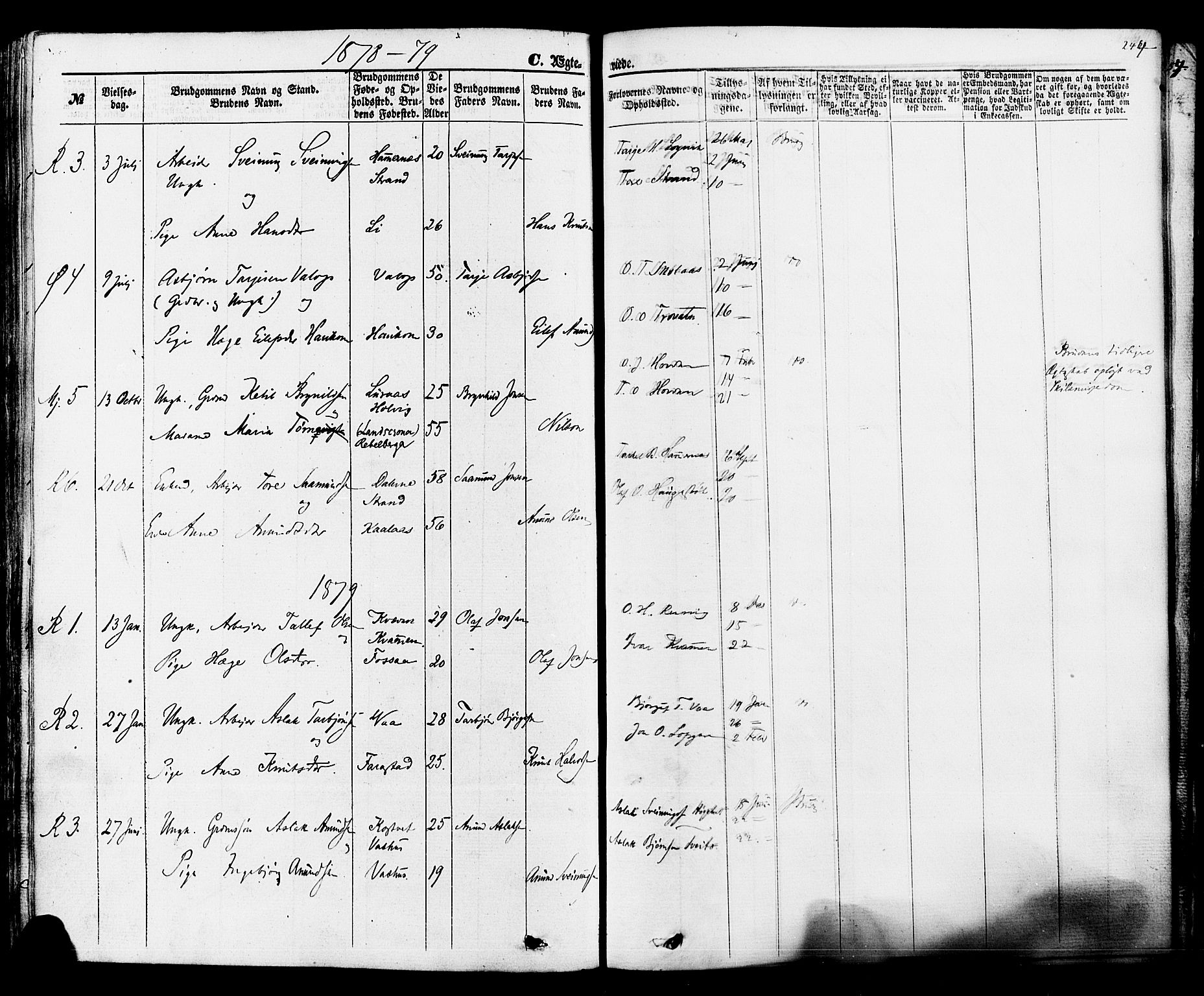 Rauland kirkebøker, SAKO/A-292/F/Fa/L0003: Parish register (official) no. 3, 1859-1886, p. 244