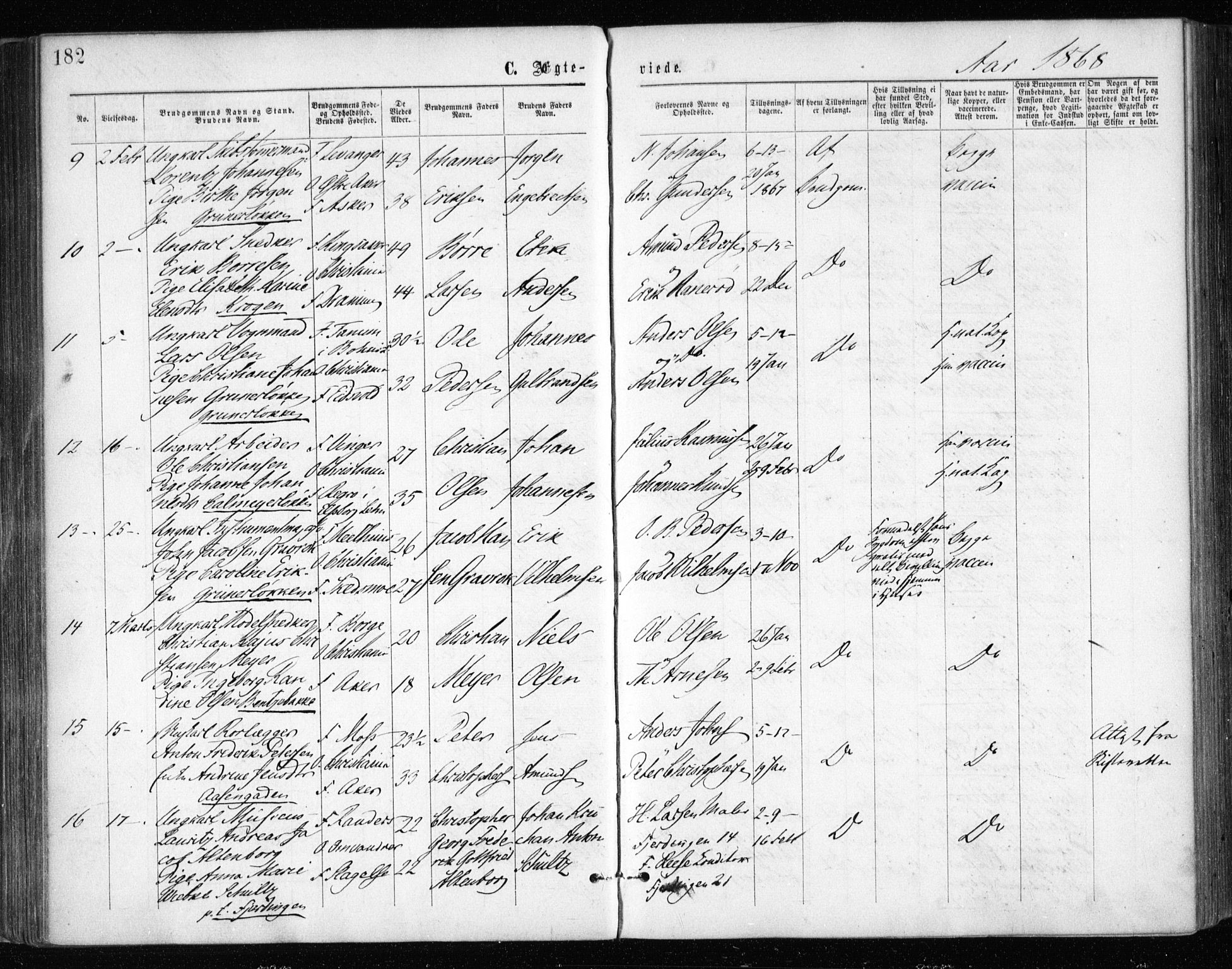 Gamle Aker prestekontor Kirkebøker, AV/SAO-A-10617a/F/L0003: Parish register (official) no. 3, 1865-1873, p. 182