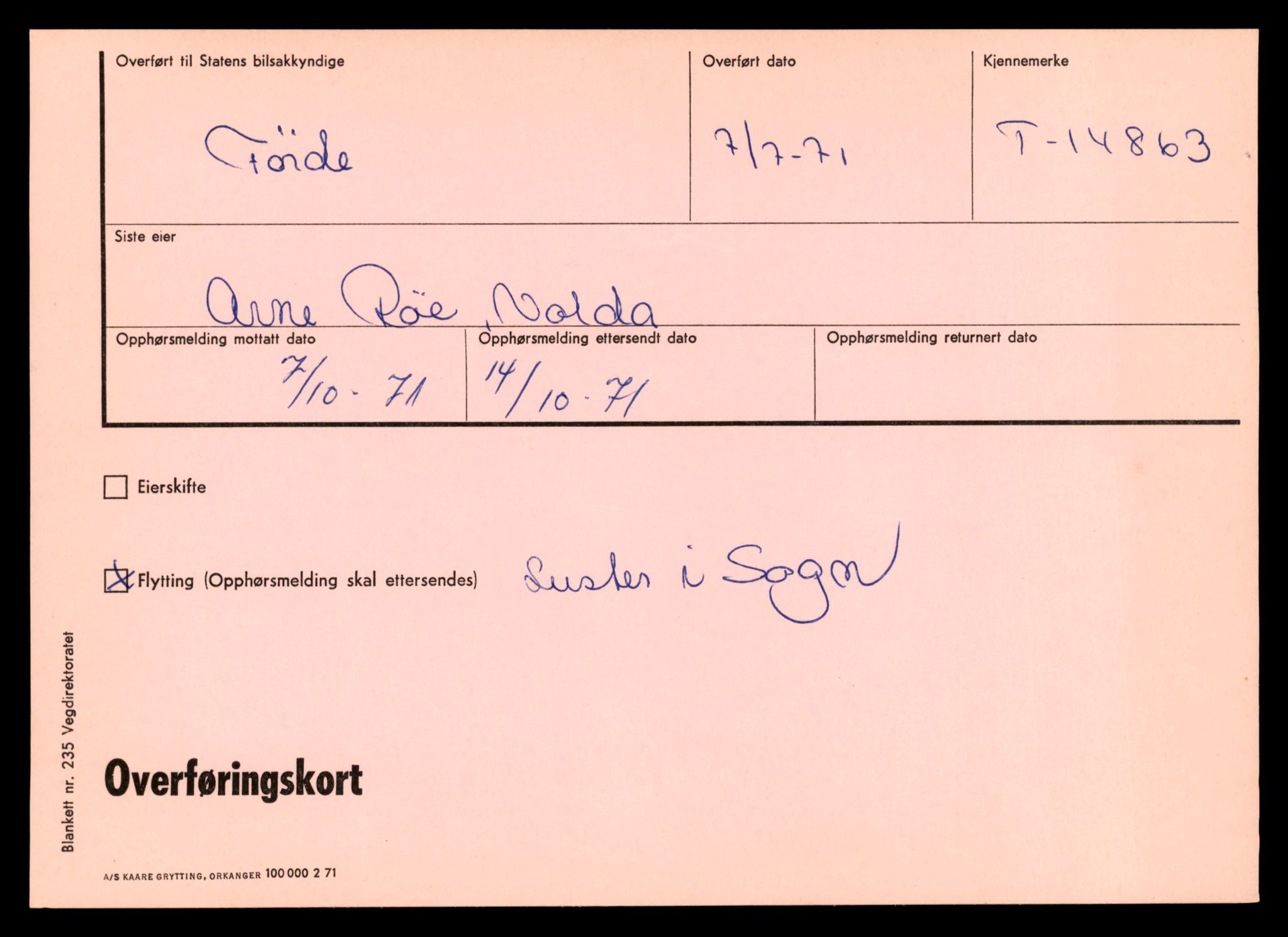 Møre og Romsdal vegkontor - Ålesund trafikkstasjon, AV/SAT-A-4099/F/Fe/L0048: Registreringskort for kjøretøy T 14721 - T 14863, 1927-1998, p. 3255