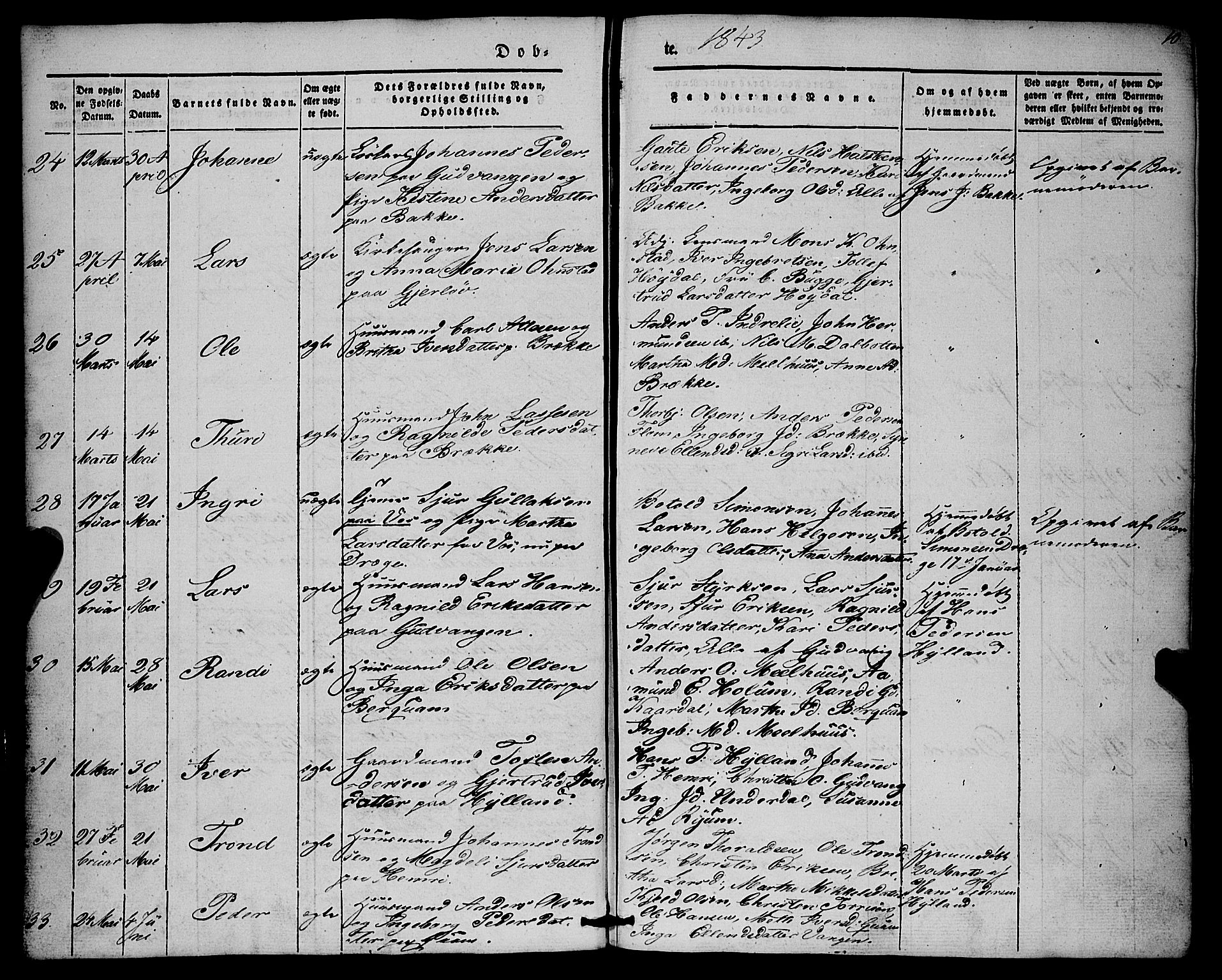 Aurland sokneprestembete, SAB/A-99937/H/Ha/Haa/L0007: Parish register (official) no. A 7, 1842-1853, p. 10