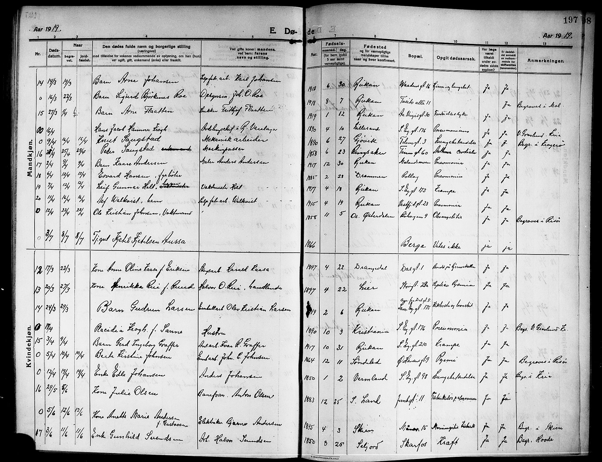 Rjukan kirkebøker, AV/SAKO-A-294/G/Ga/L0002: Parish register (copy) no. 2, 1913-1920, p. 197