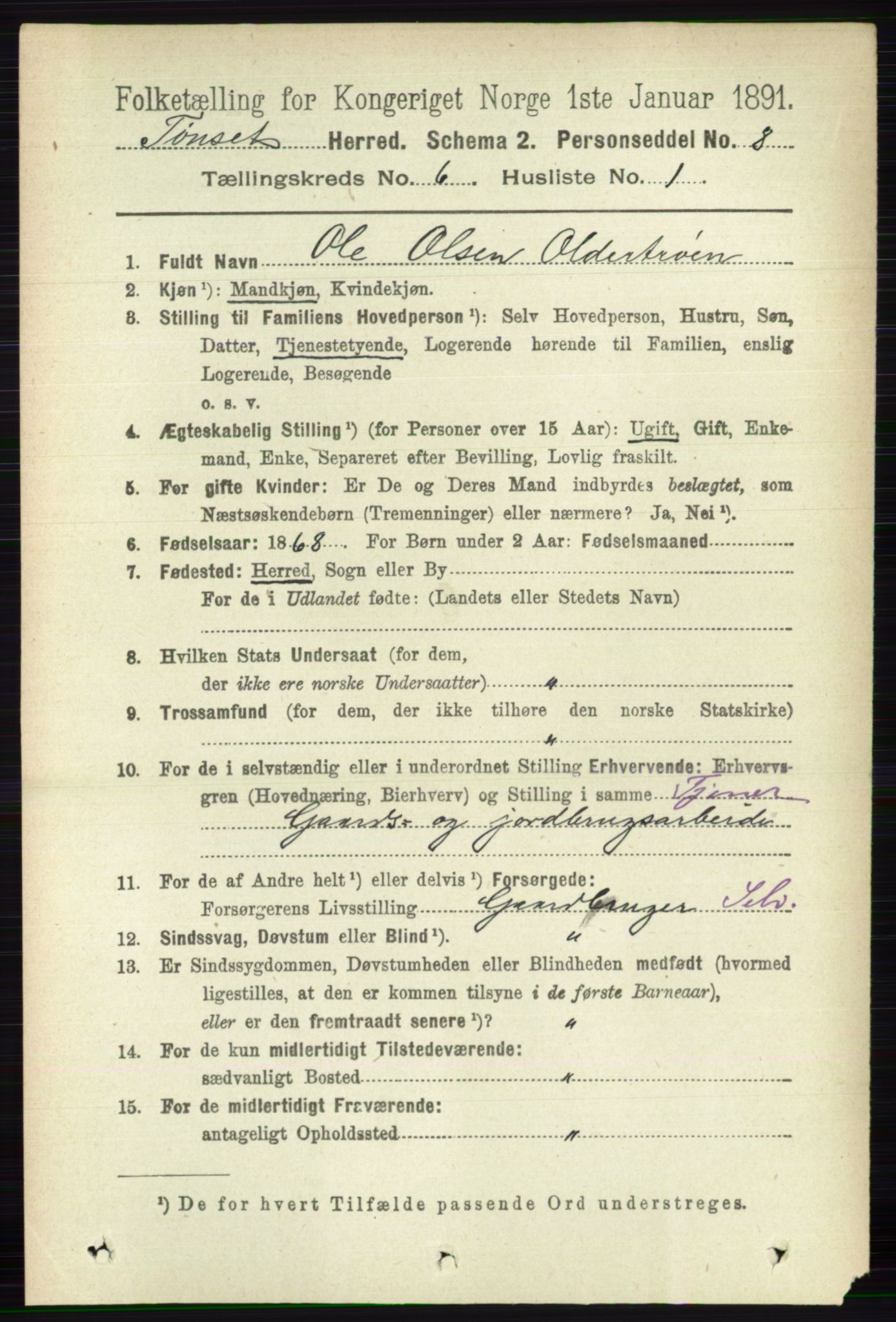 RA, 1891 census for 0437 Tynset, 1891, p. 1471