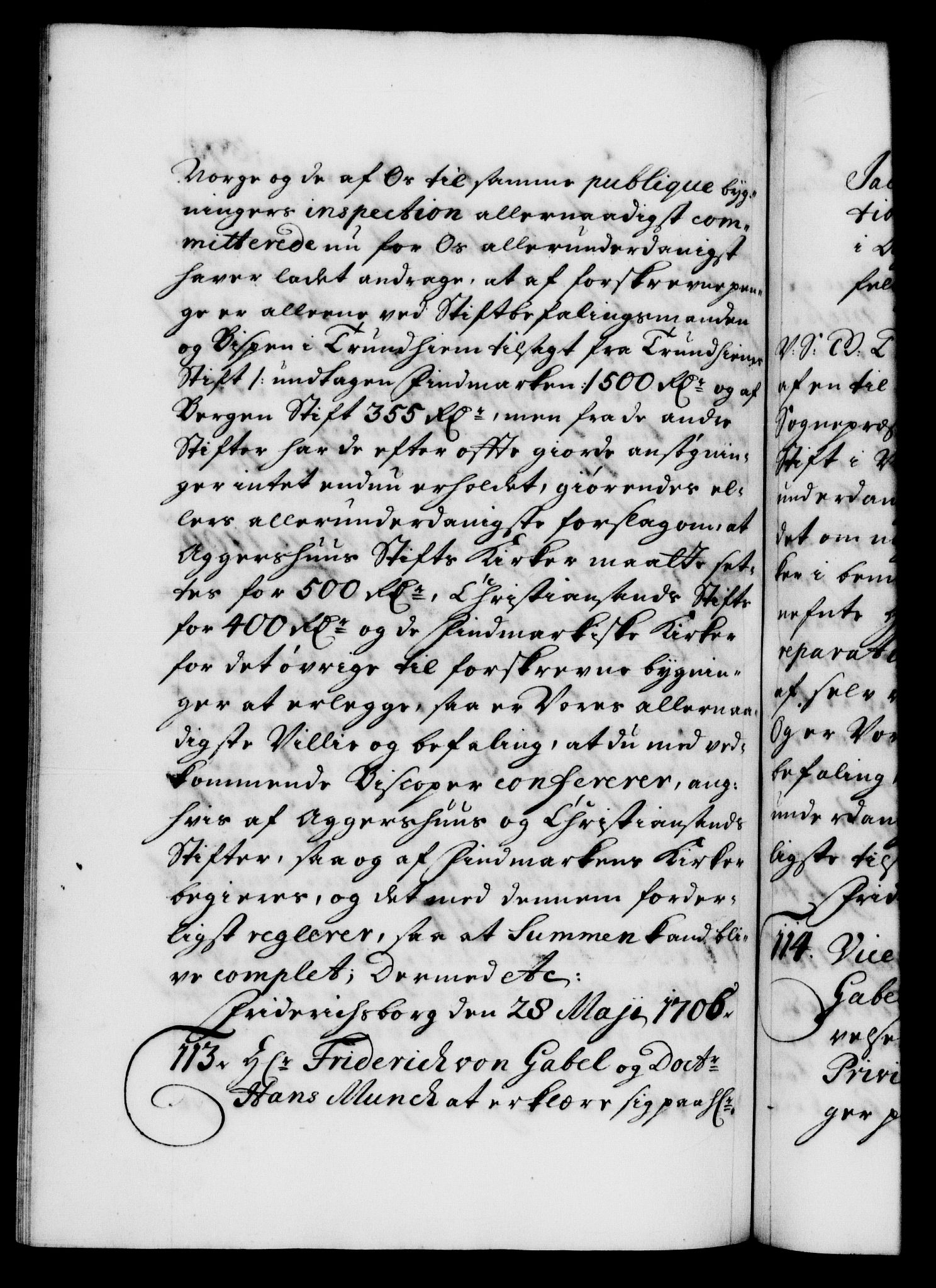 Danske Kanselli 1572-1799, AV/RA-EA-3023/F/Fc/Fca/Fcab/L0017: Norske tegnelser, 1704-1706, p. 398b